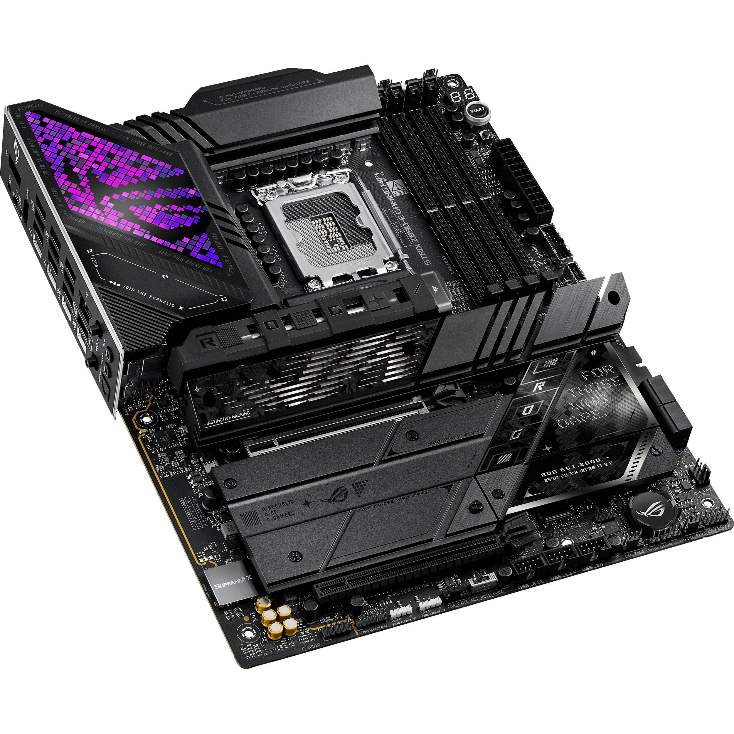 ASUS ROG STRIX Z890-E GAMING WIFI ATX motherboard with Intel Z890 chipset, LGA 1851 socket, and premium cooling design — view 5