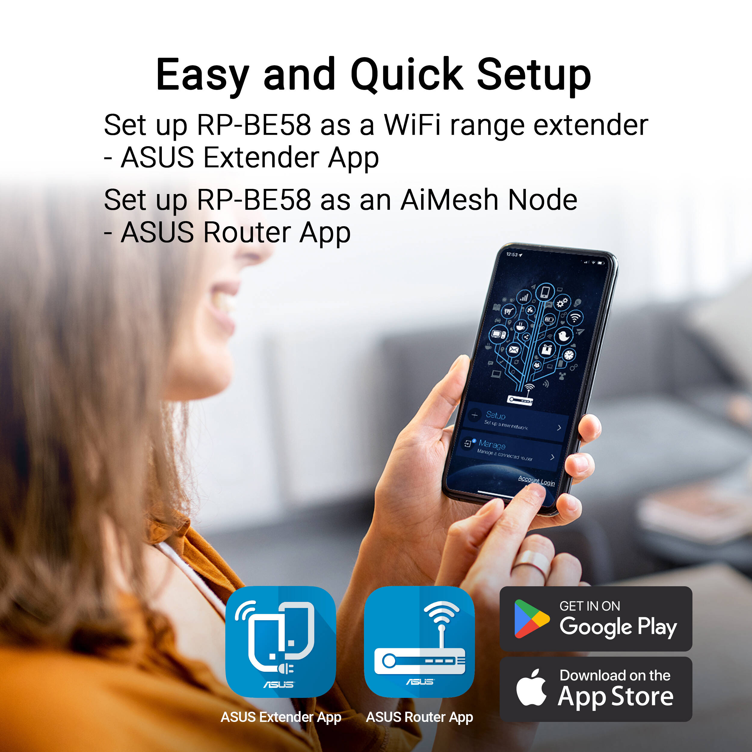 ASUS RP-BE58 BE3600 WiFi 7 range extender with AiMesh support — view 12