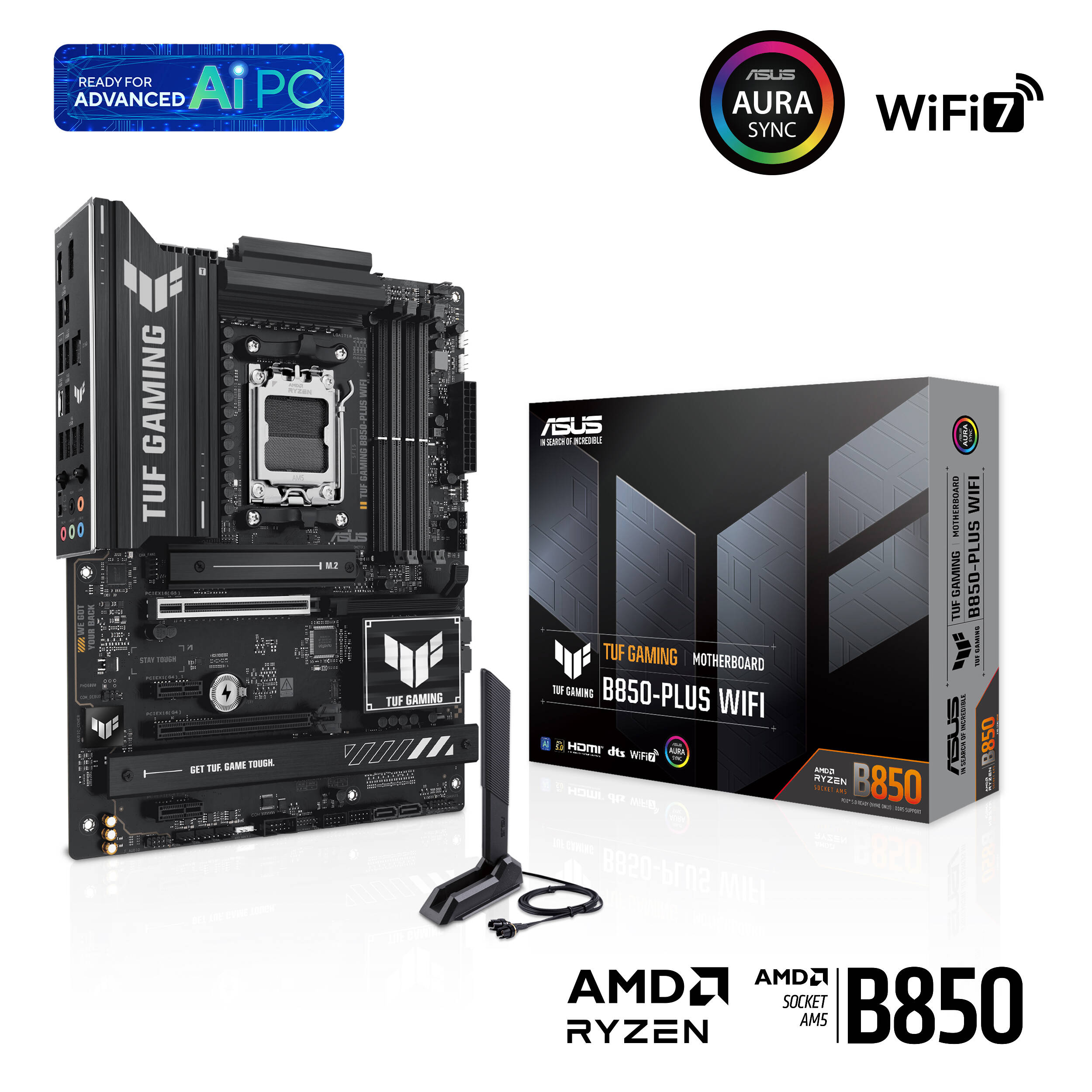 ASUS TUF GAMING B850-PLUS WIFI ATX motherboard for AMD AM5 with Wi-Fi 7 and PCIe 5.0 — view 10