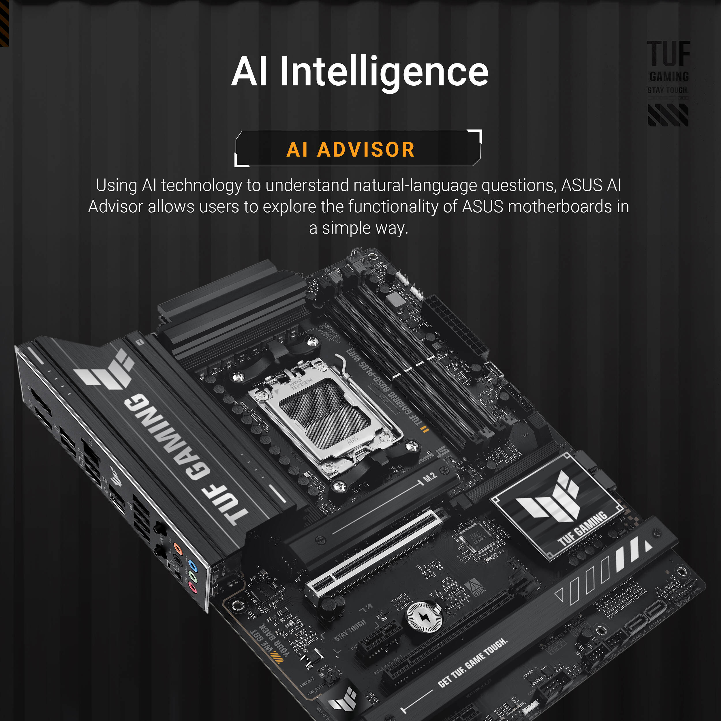 ASUS TUF GAMING B850-PLUS WIFI ATX motherboard for AMD AM5 with Wi-Fi 7 and PCIe 5.0 — view 12