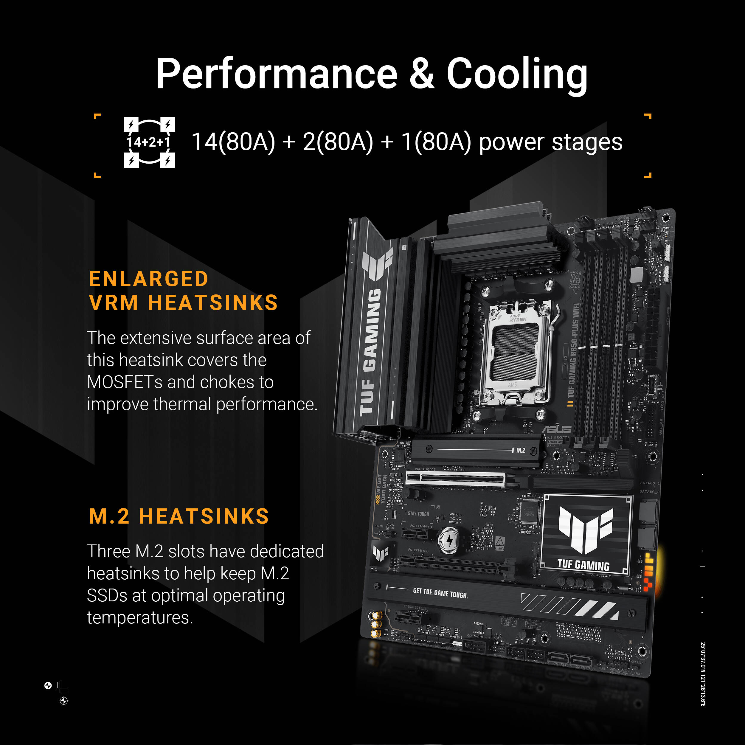 ASUS TUF GAMING B850-PLUS WIFI ATX motherboard for AMD AM5 with Wi-Fi 7 and PCIe 5.0 — view 13