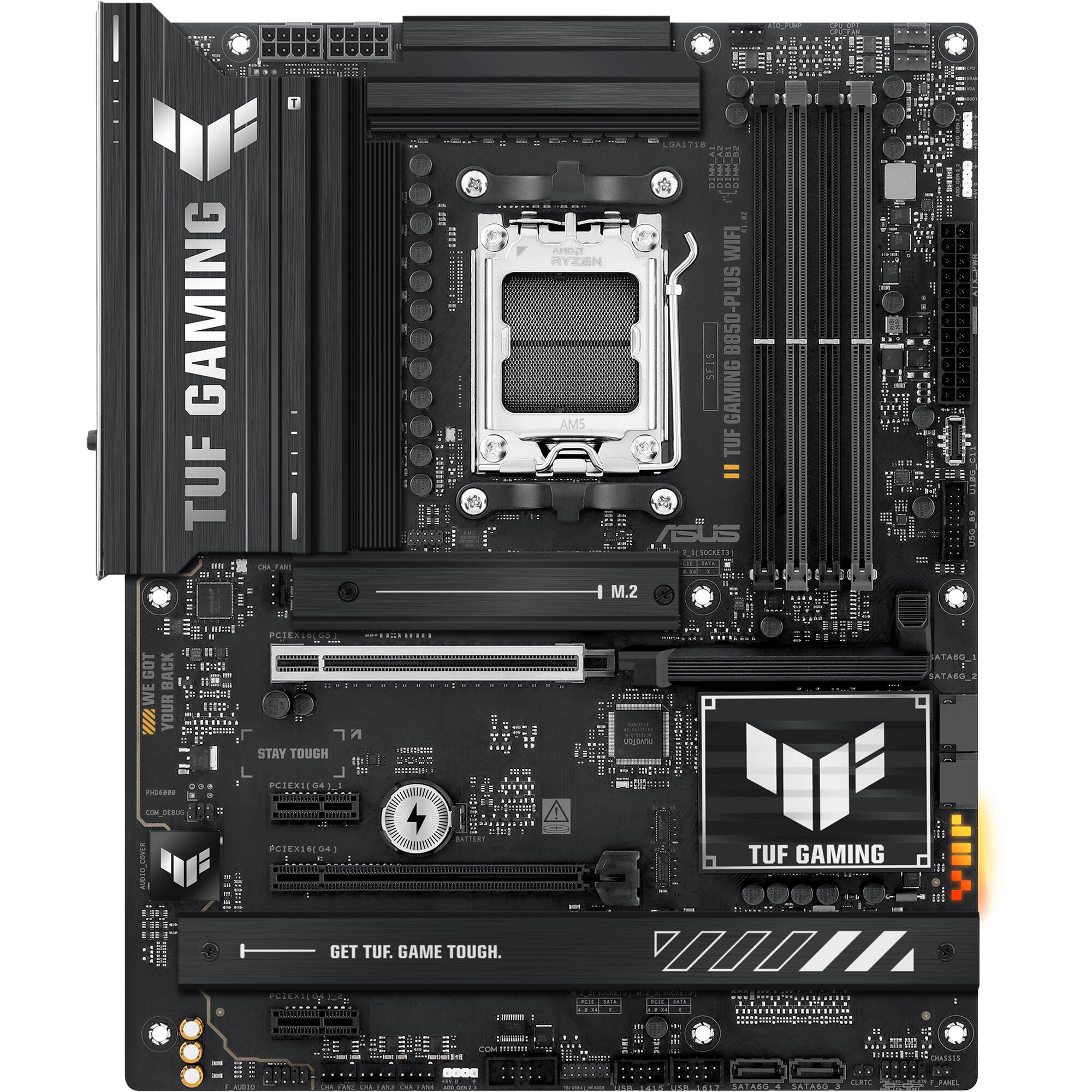 ASUS TUF GAMING B850-PLUS WIFI ATX motherboard for AMD AM5 with Wi-Fi 7 and PCIe 5.0 — view 2