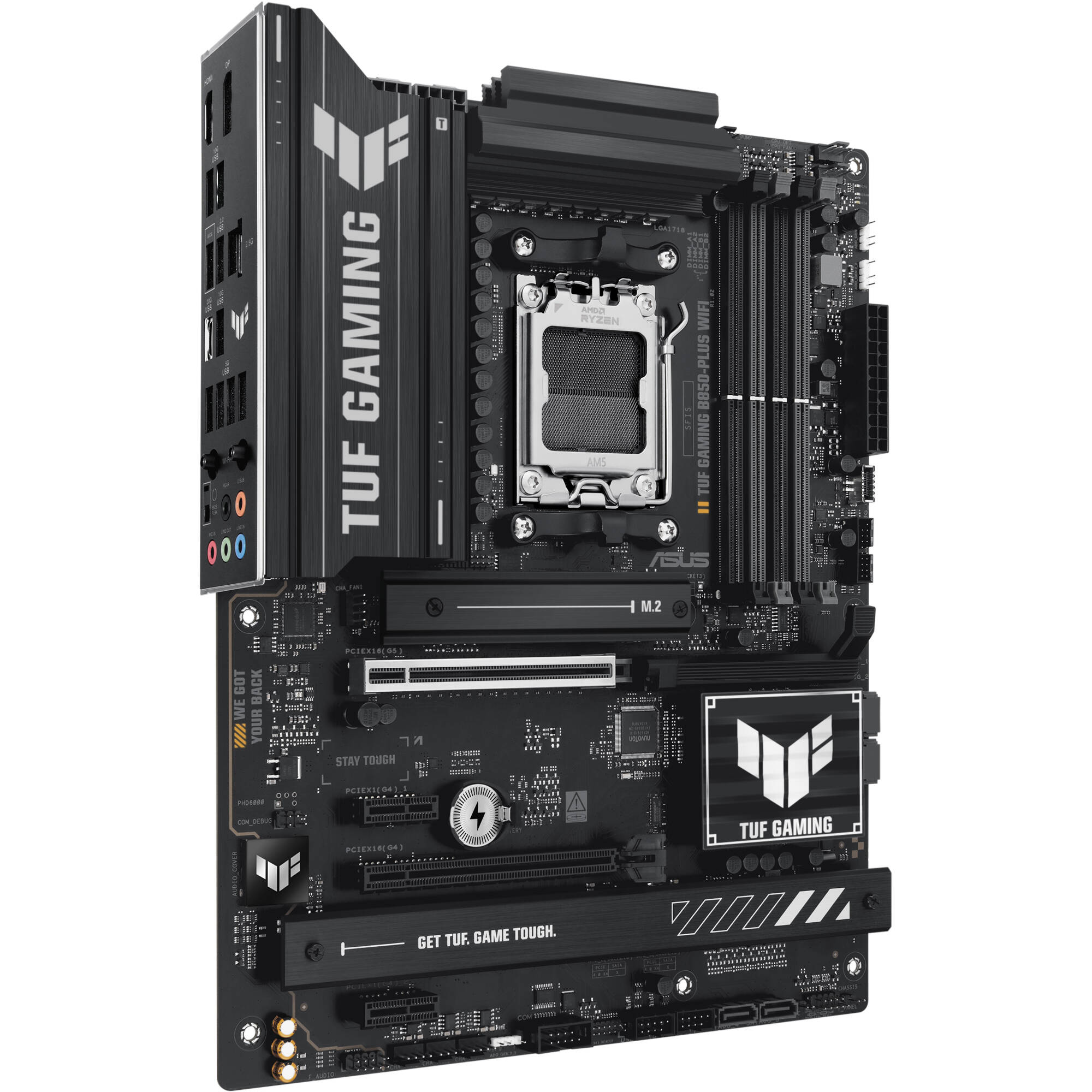 ASUS TUF GAMING B850-PLUS WIFI ATX motherboard for AMD AM5 with Wi-Fi 7 and PCIe 5.0 — view 3