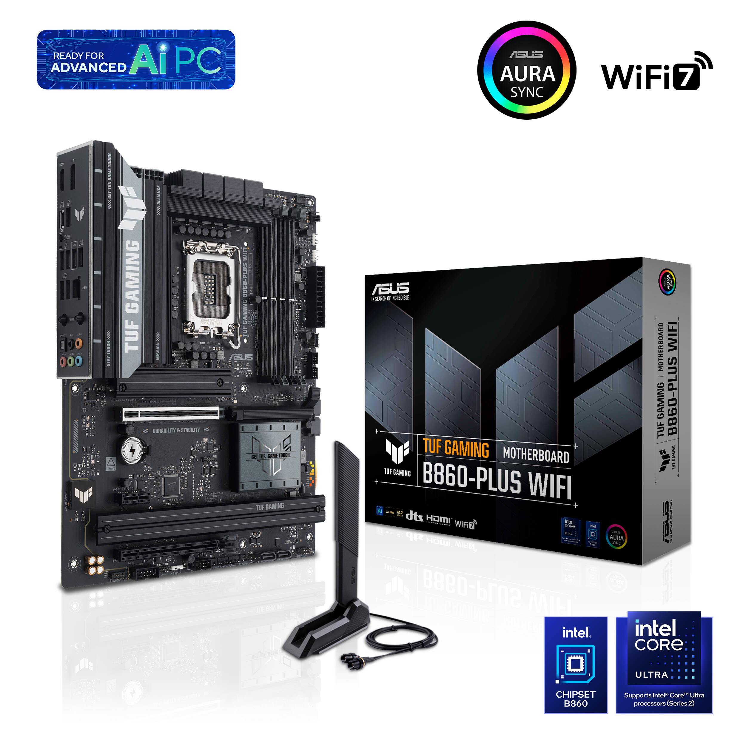 ASUS TUF GAMING B860-PLUS WIFI microATX motherboard with LGA 1851, DDR5, Wi-Fi 7, and 3 M.2 slots — view 10