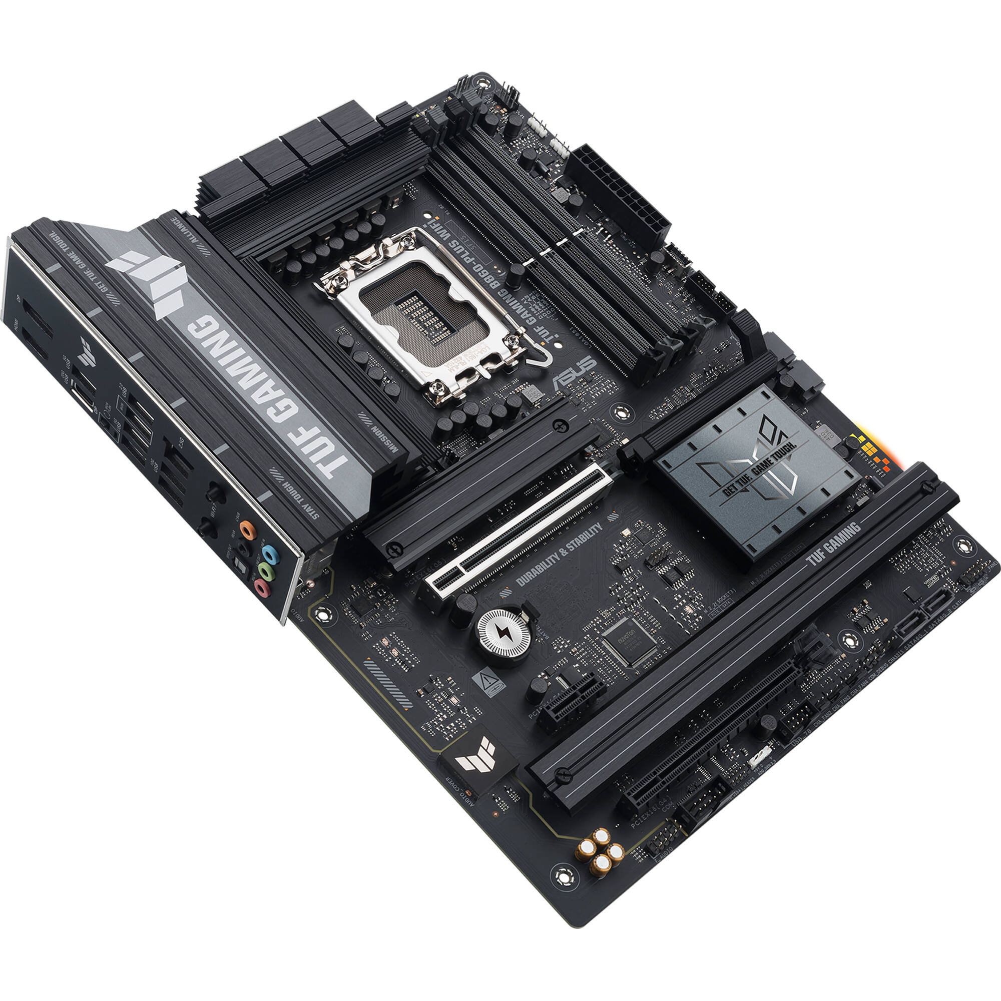ASUS TUF GAMING B860-PLUS WIFI microATX motherboard with LGA 1851, DDR5, Wi-Fi 7, and 3 M.2 slots — view 5