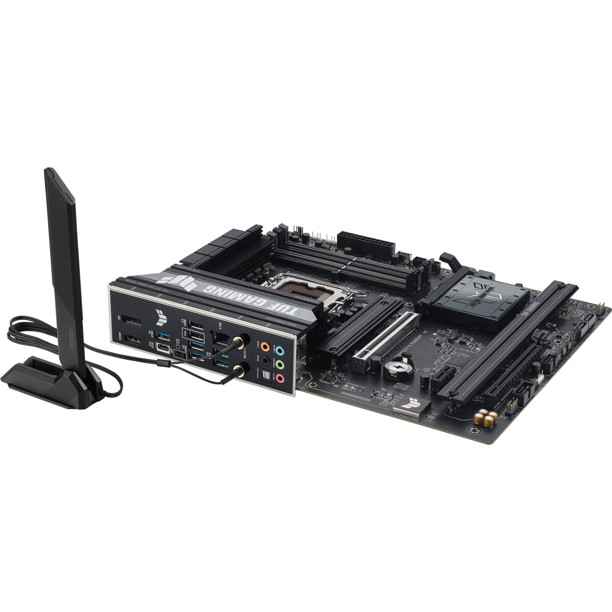 ASUS TUF GAMING B860-PLUS WIFI microATX motherboard with LGA 1851, DDR5, Wi-Fi 7, and 3 M.2 slots — view 7