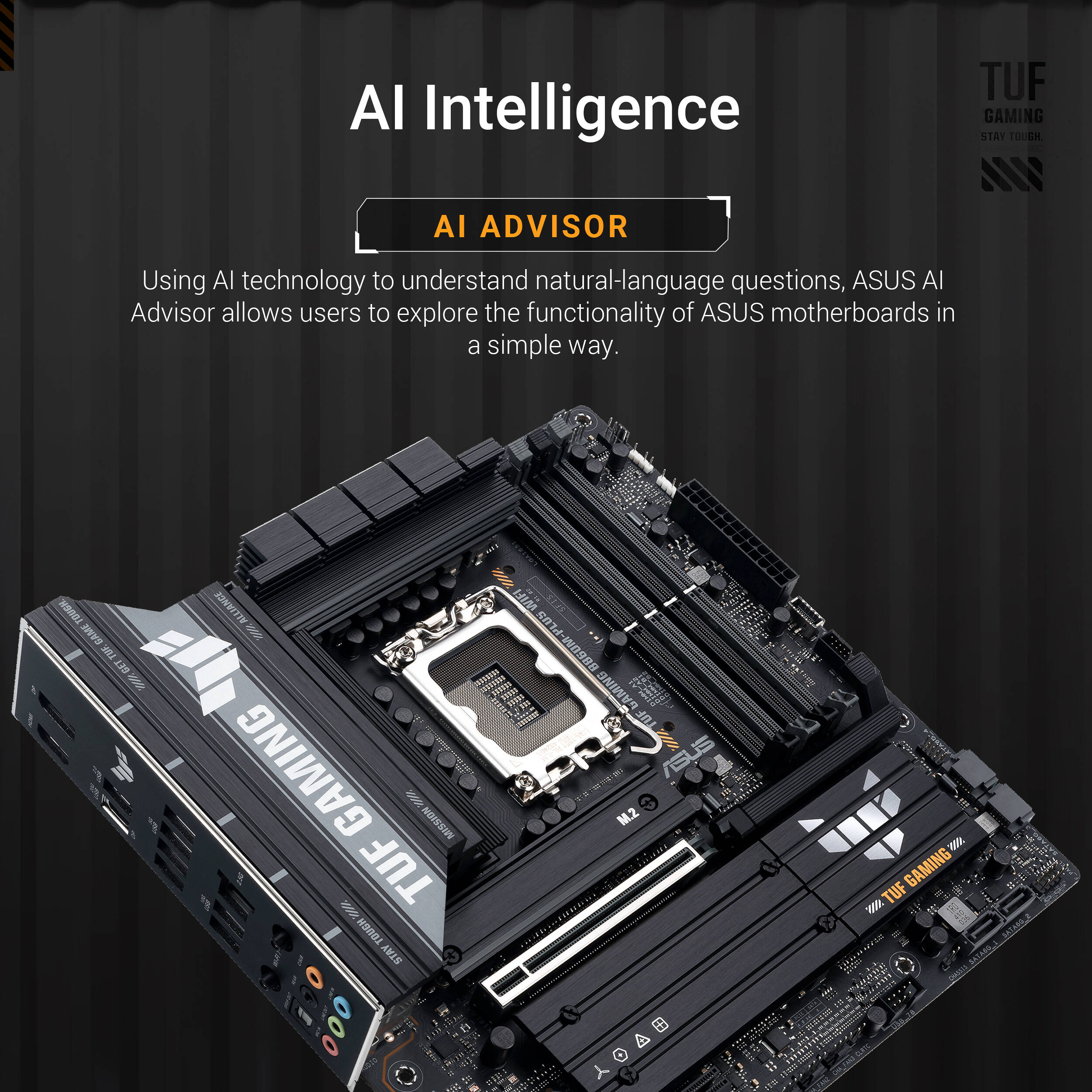 ASUS TUF GAMING B860M-PLUS WIFI micro-ATX motherboard with integrated Wi-Fi for Intel desktop builds — view 11