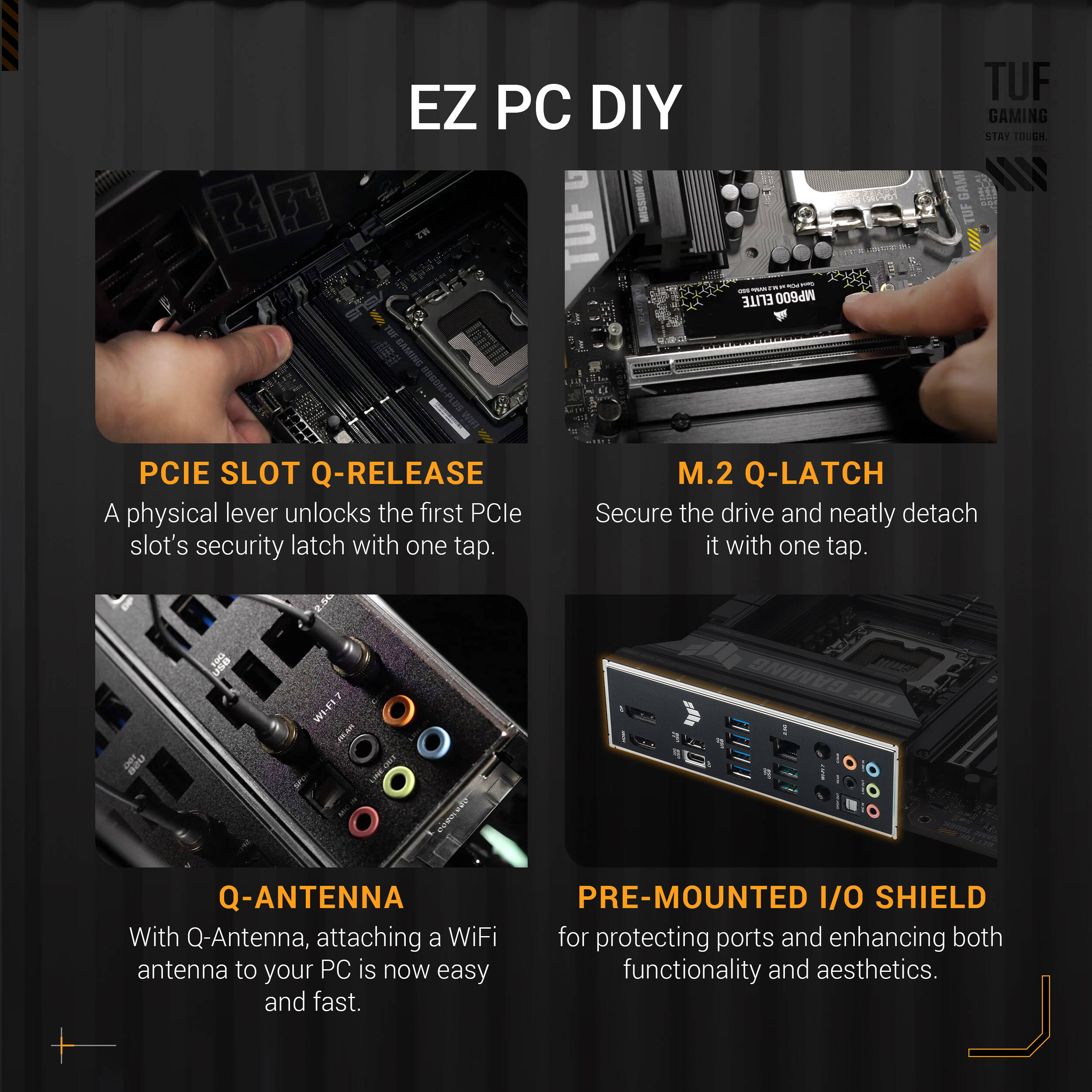 ASUS TUF GAMING B860M-PLUS WIFI micro-ATX motherboard with integrated Wi-Fi for Intel desktop builds — view 13