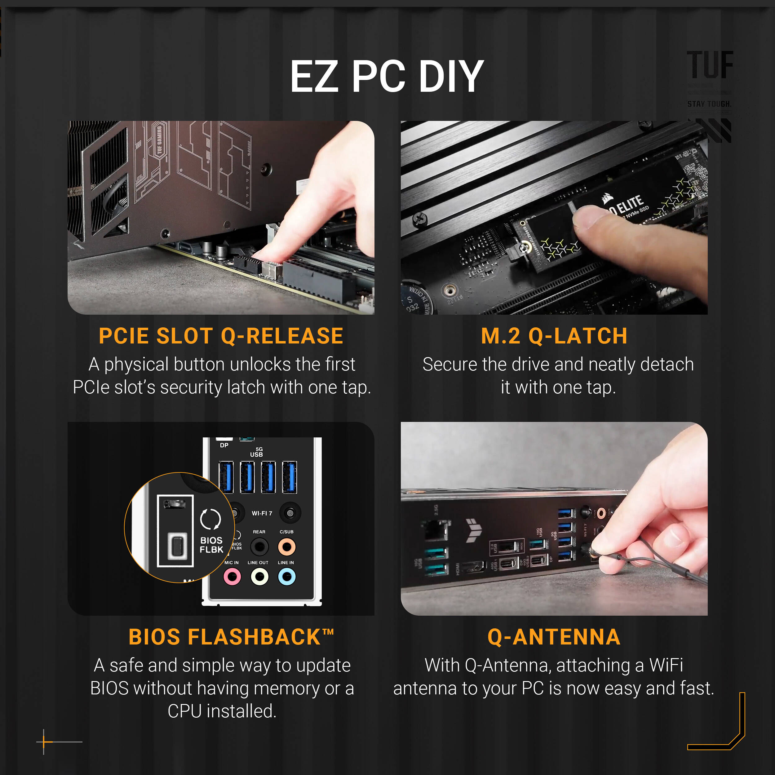 ASUS TUF GAMING X870-PLUS WIFI ATX motherboard with AM5 socket, Wi-Fi 7, and four M.2 slots — view 12