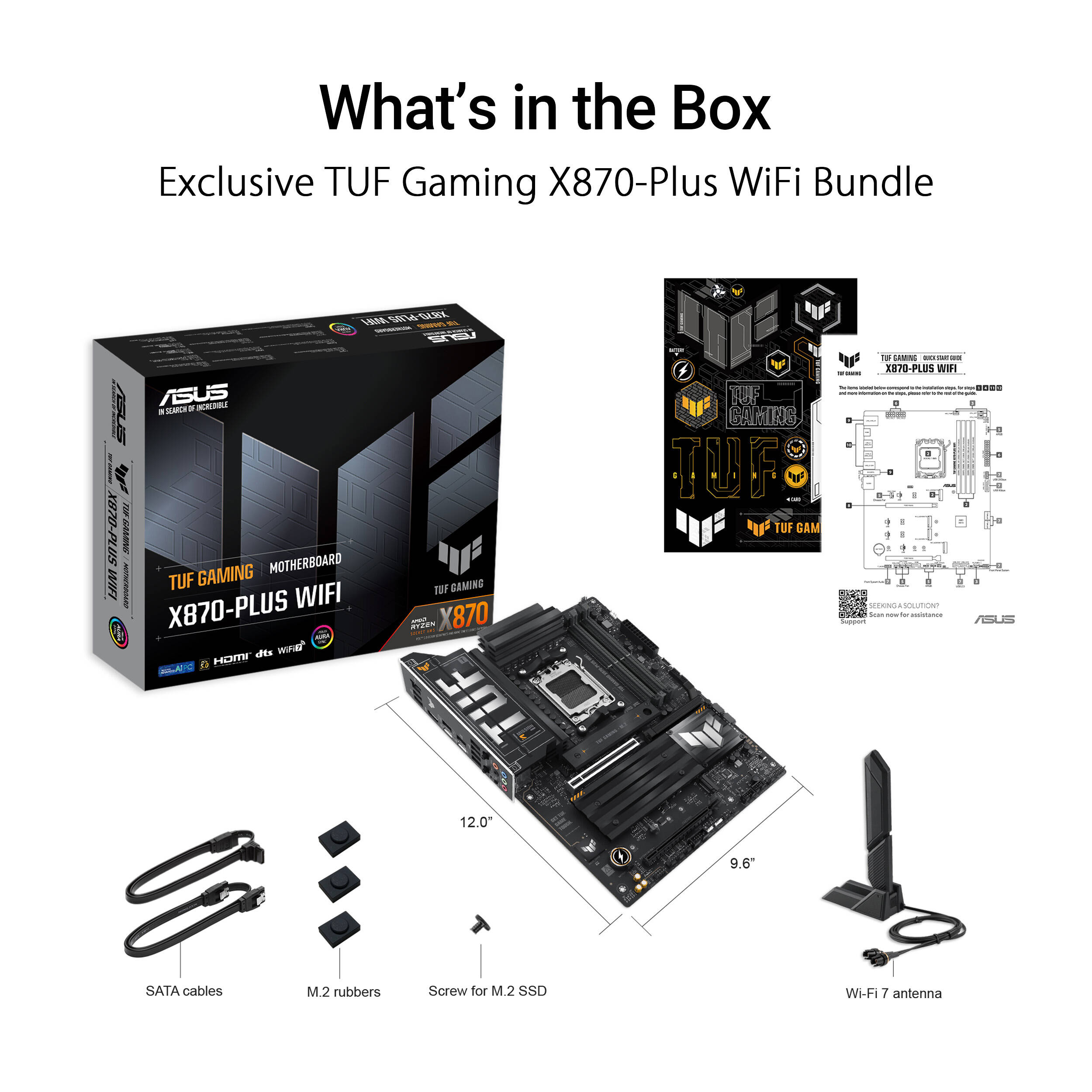 ASUS TUF GAMING X870-PLUS WIFI ATX motherboard with AM5 socket, Wi-Fi 7, and four M.2 slots — view 8