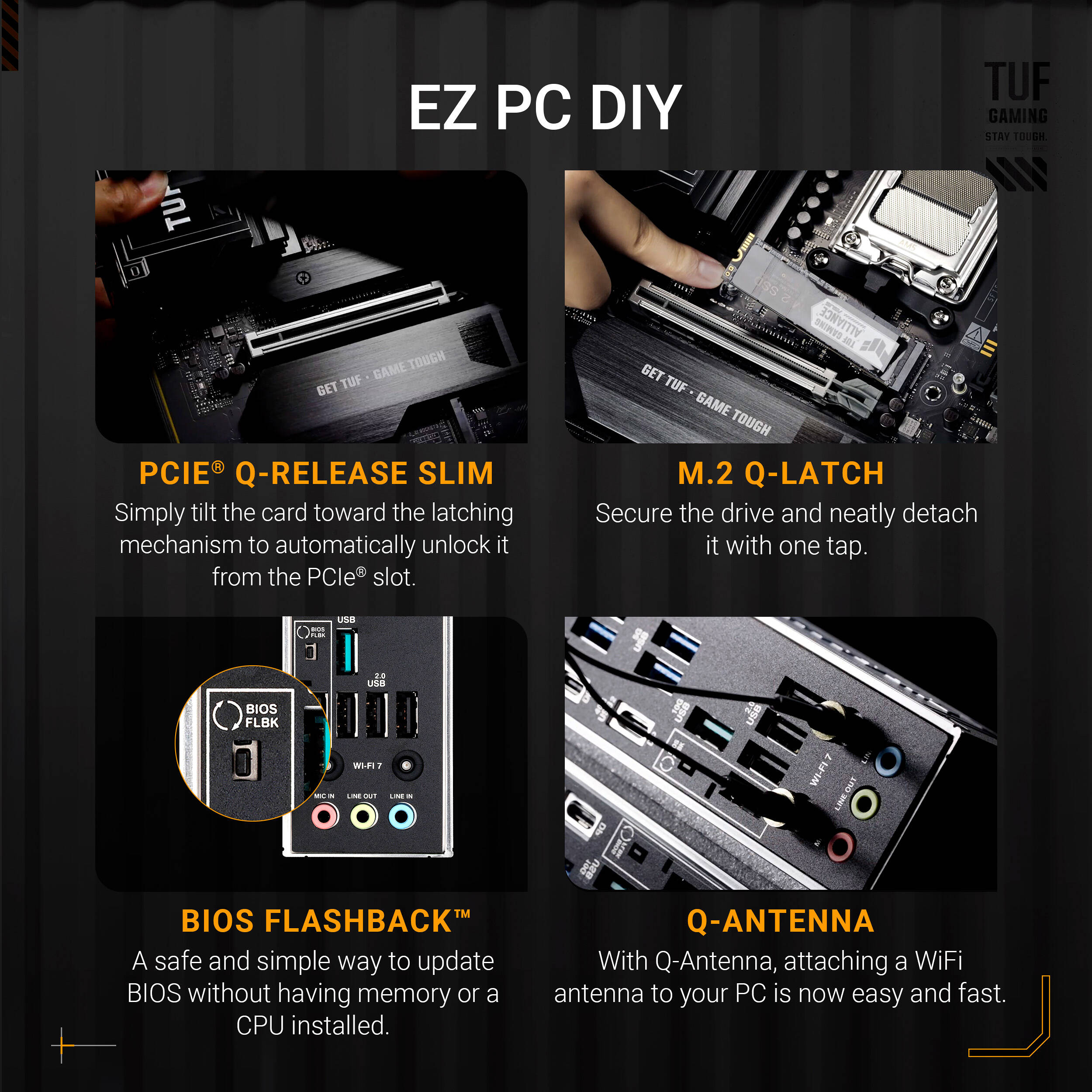 ASUS TUF GAMING X870E-PLUS WIFI7 ATX motherboard for AMD AM5 processors with Wi-Fi 7 — view 14