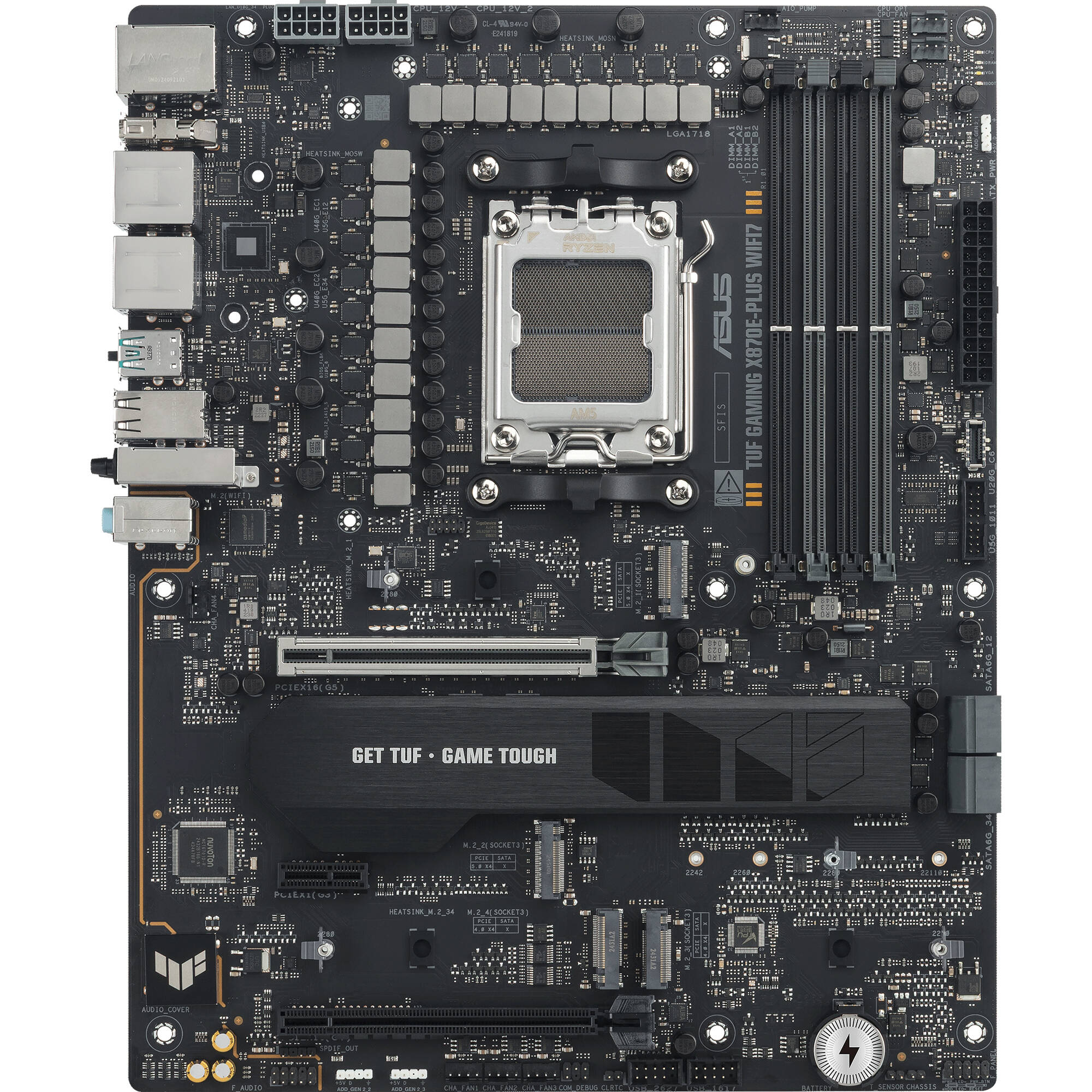 ASUS TUF GAMING X870E-PLUS WIFI7 ATX motherboard for AMD AM5 processors with Wi-Fi 7 — view 3