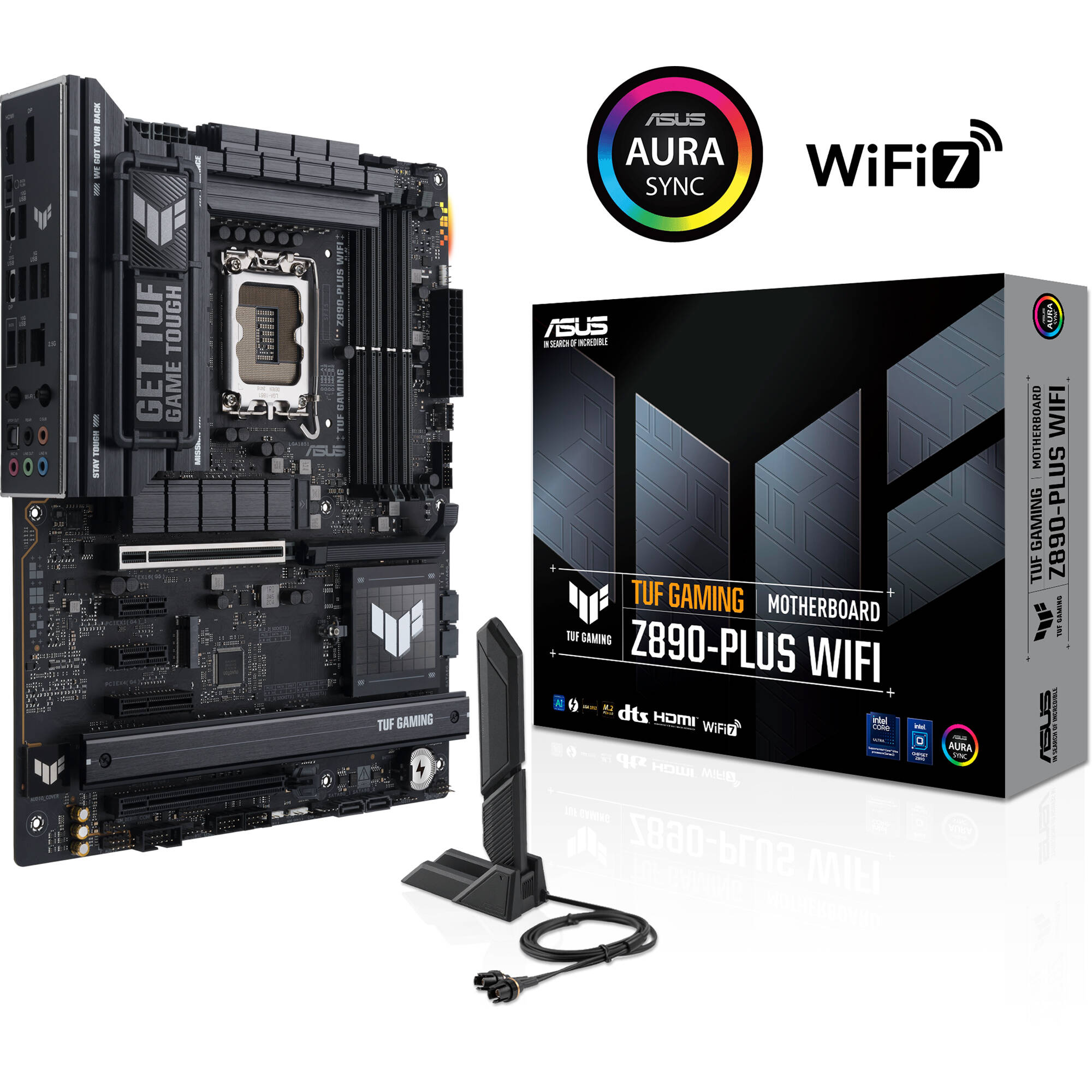 ASUS TUF GAMING Z890-PLUS WIFI ATX motherboard with LGA 1851 socket, Wi-Fi 7, and four M.2 slots — view 9