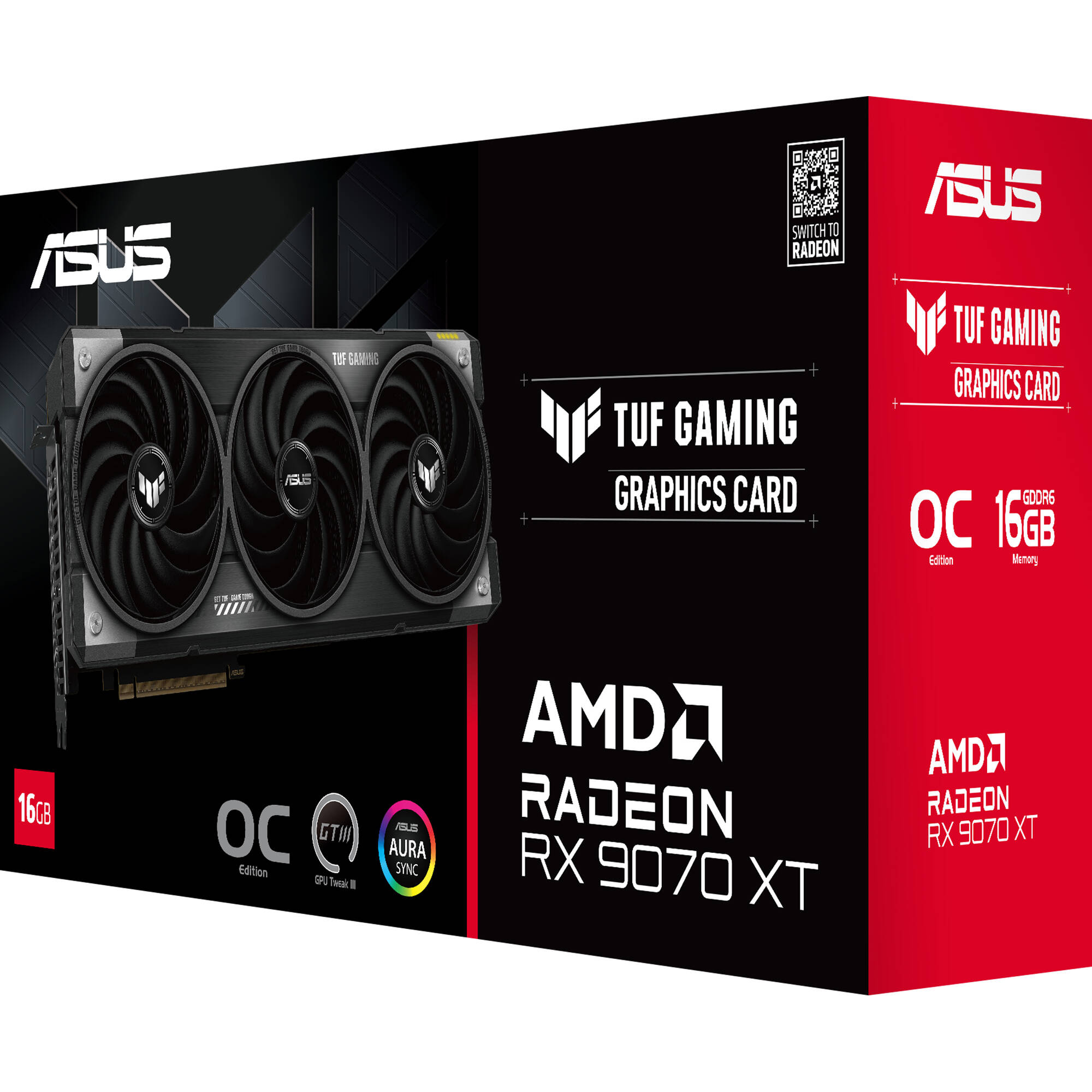 ASUS TUF RX9070XT O16G GAMING graphics card with TUF cooling and 16GB memory — view 11