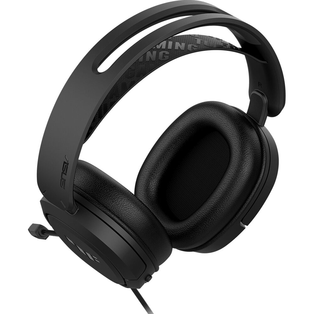 ASUS TUF Gaming H1 black wired gaming headset with over-ear cups and boom microphone — view 3