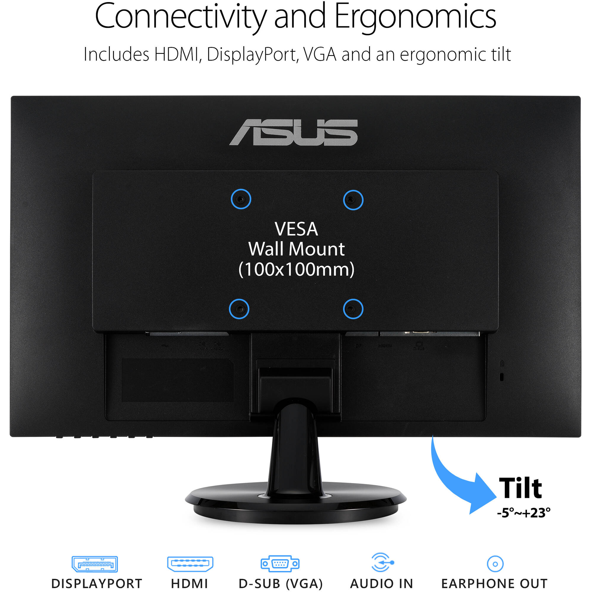 ASUS VA24DQ 23.8-inch Full HD IPS monitor with frameless bezel and HDMI — view 5