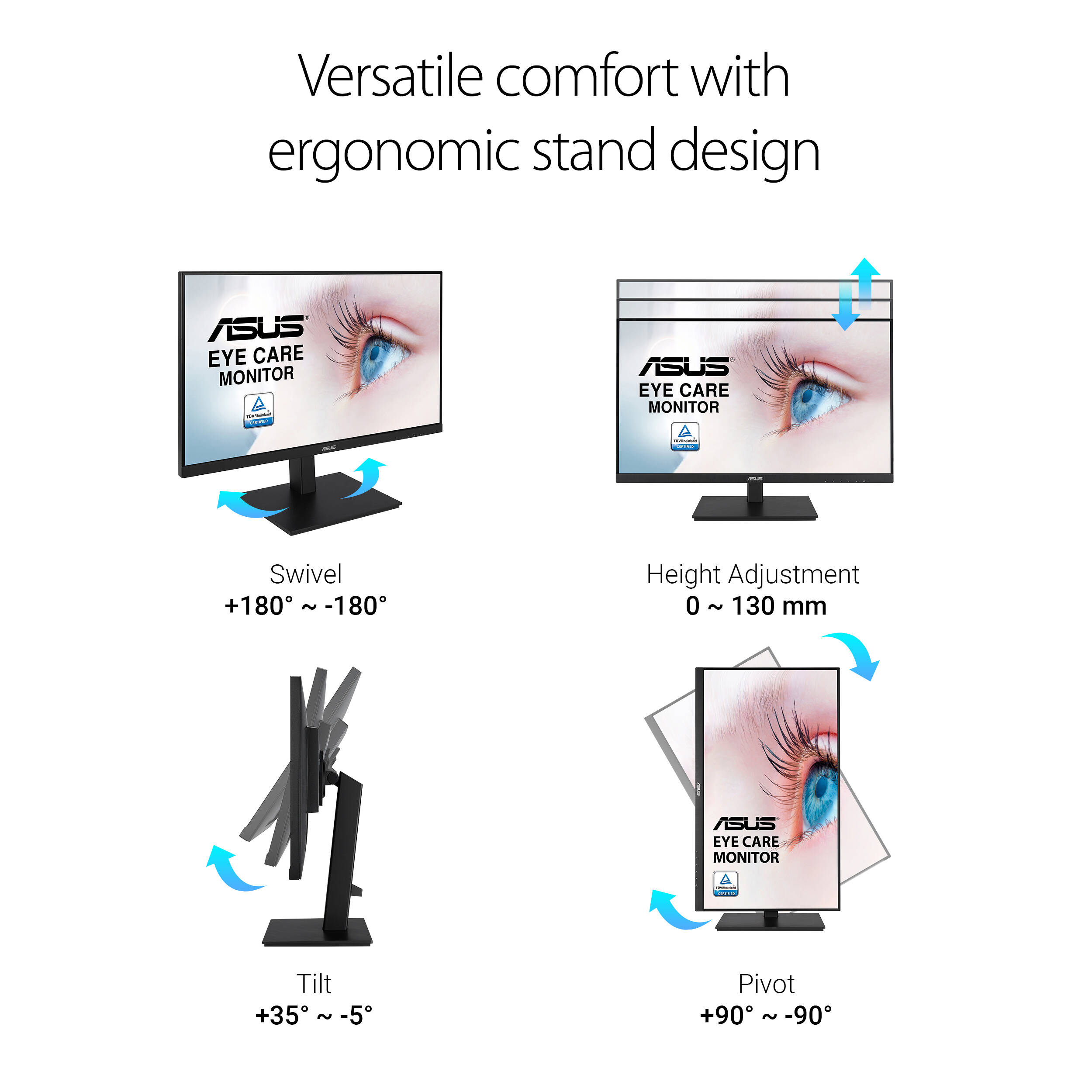 ASUS VA24DQSB 23.8-inch Full HD IPS monitor with height-adjustable stand and frameless design — view 14