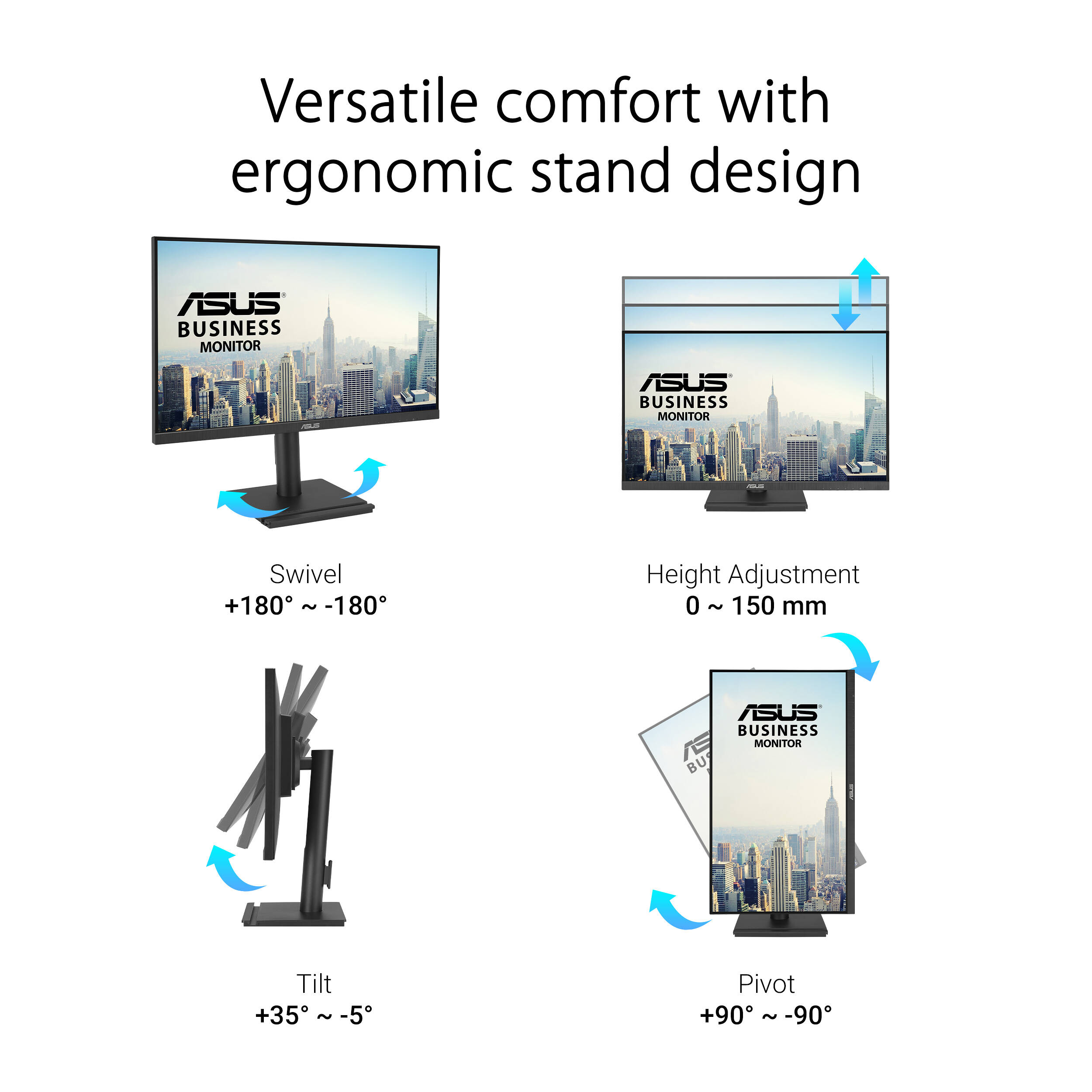 ASUS VA27DQFS 27-inch IPS Full HD monitor with ergonomic stand and VESA support — view 18