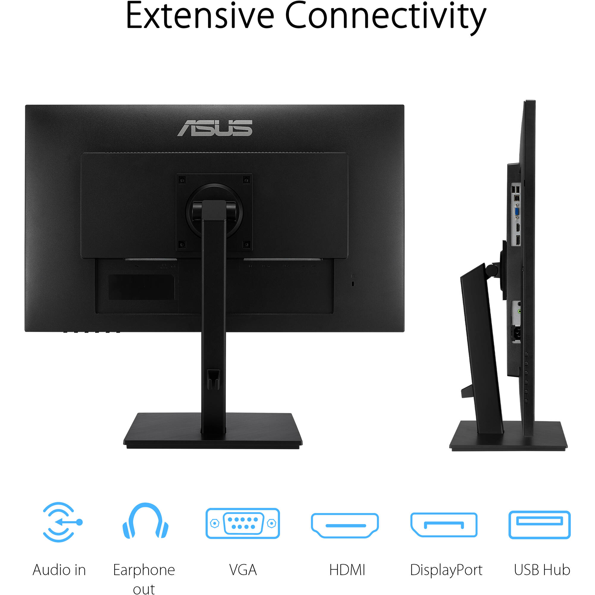 ASUS VA27DQSB 27-inch Full HD IPS monitor with frameless bezel, ergonomic stand, and VESA mount support — view 13