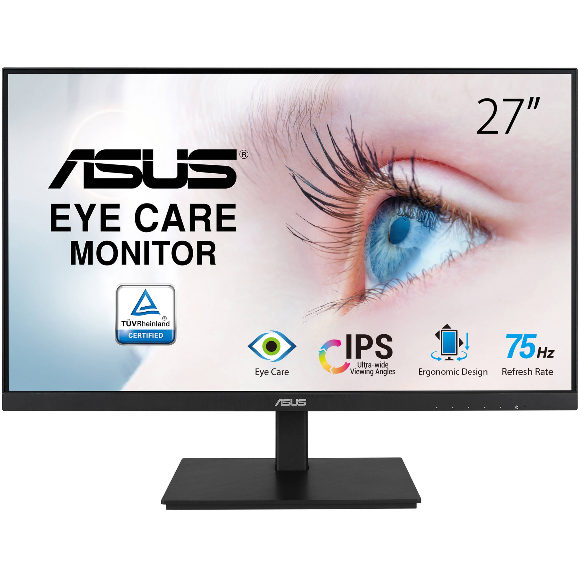 ASUS VA27DQSB 27-inch Full HD IPS monitor with frameless bezel, ergonomic stand, and VESA mount support — view 2