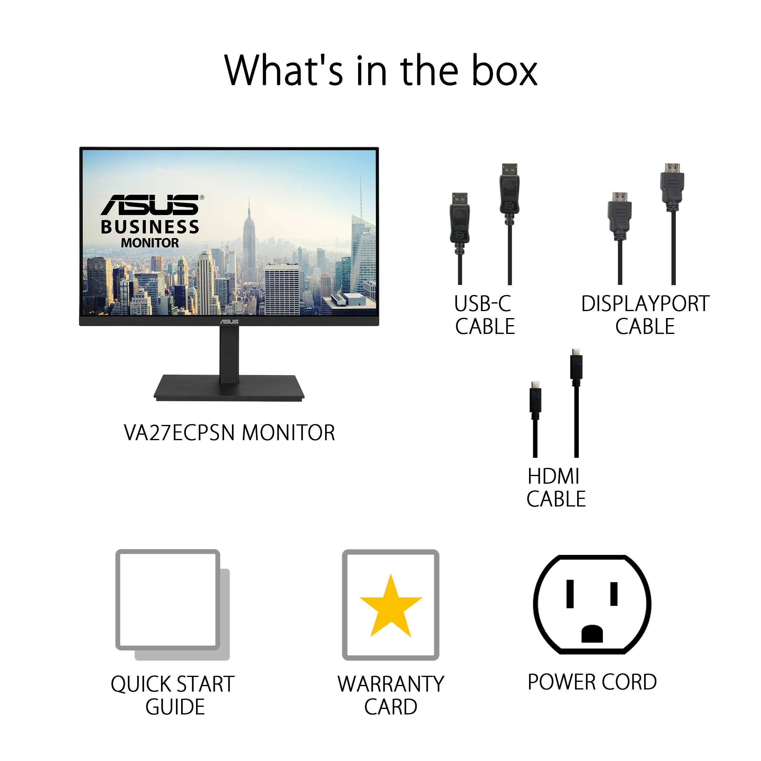 ASUS VA27ECPSN 27-inch Full HD IPS docking monitor with USB-C, RJ45, DisplayPort, HDMI, and height-adjustable stand — view 13