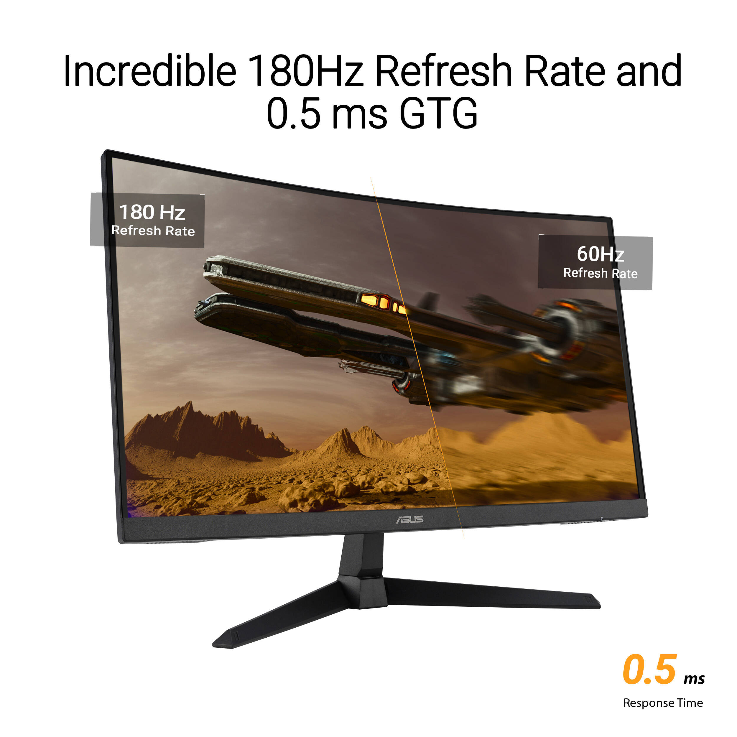 ASUS TUF Gaming 27-inch curved QHD monitor with 180 Hz refresh rate and 0.5 ms response time — view 8
