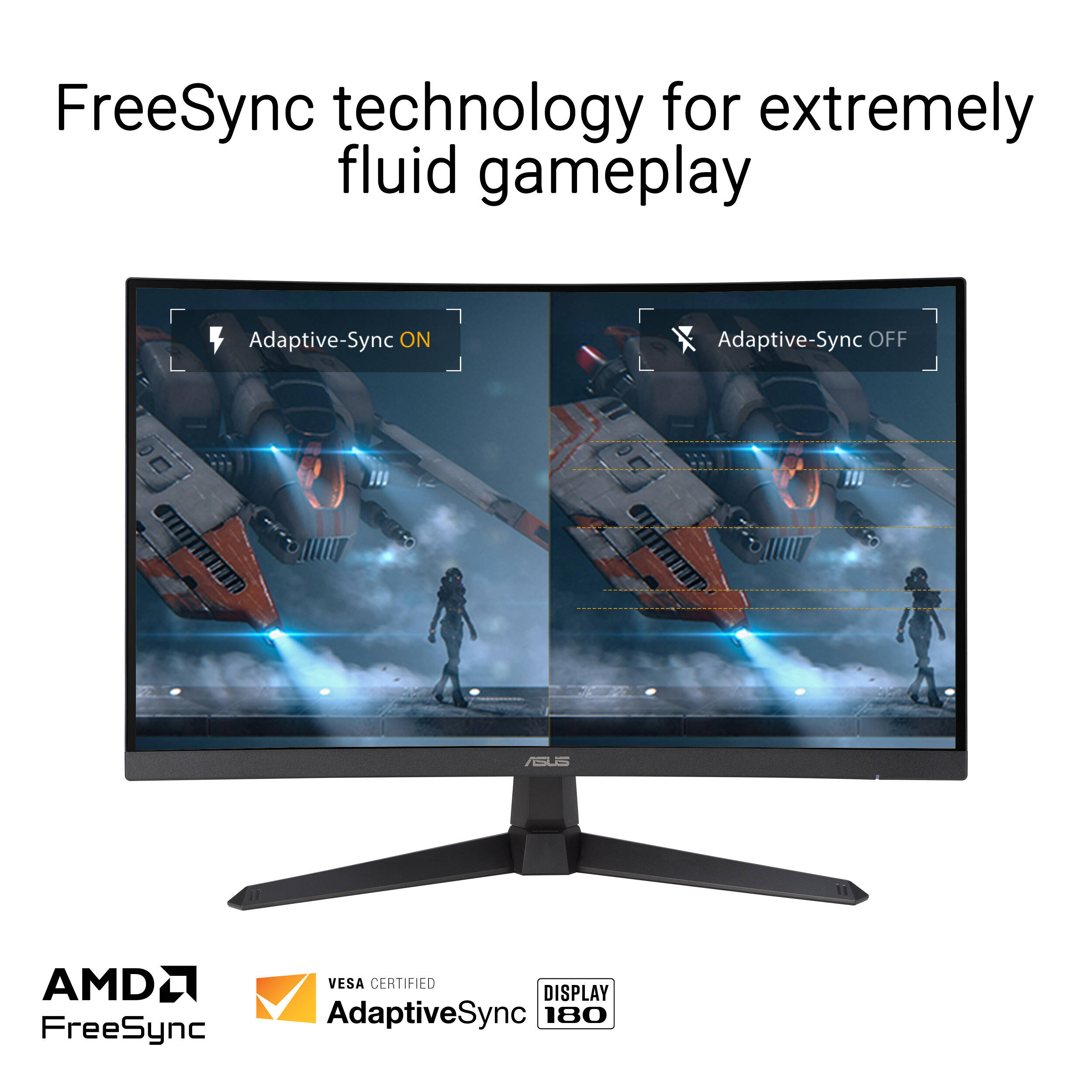 ASUS TUF Gaming 27-inch curved QHD monitor with 180 Hz refresh rate and 0.5 ms response time — view 9