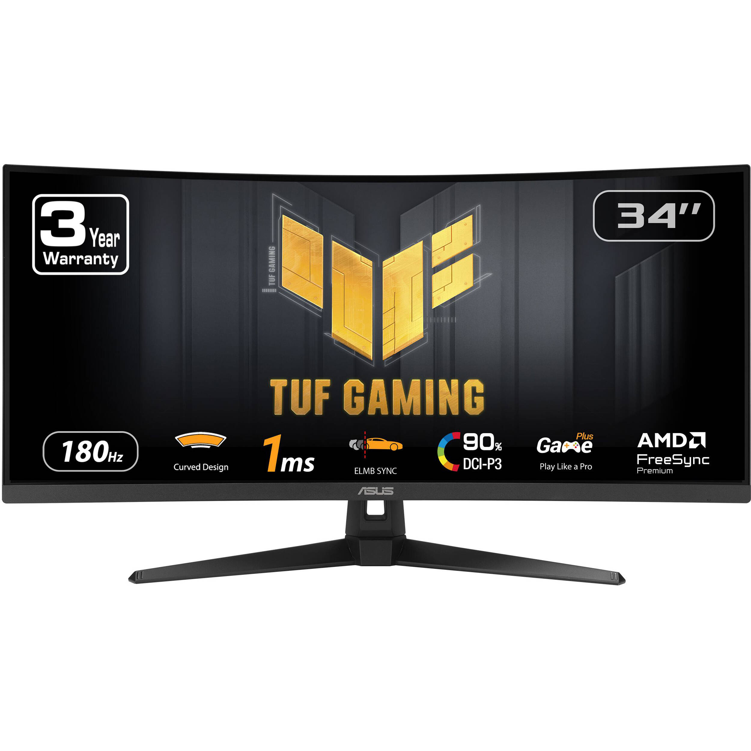 ASUS TUF Gaming VG34VQ3B 34-inch curved ultrawide monitor with 3440 x 1440 resolution — view 2