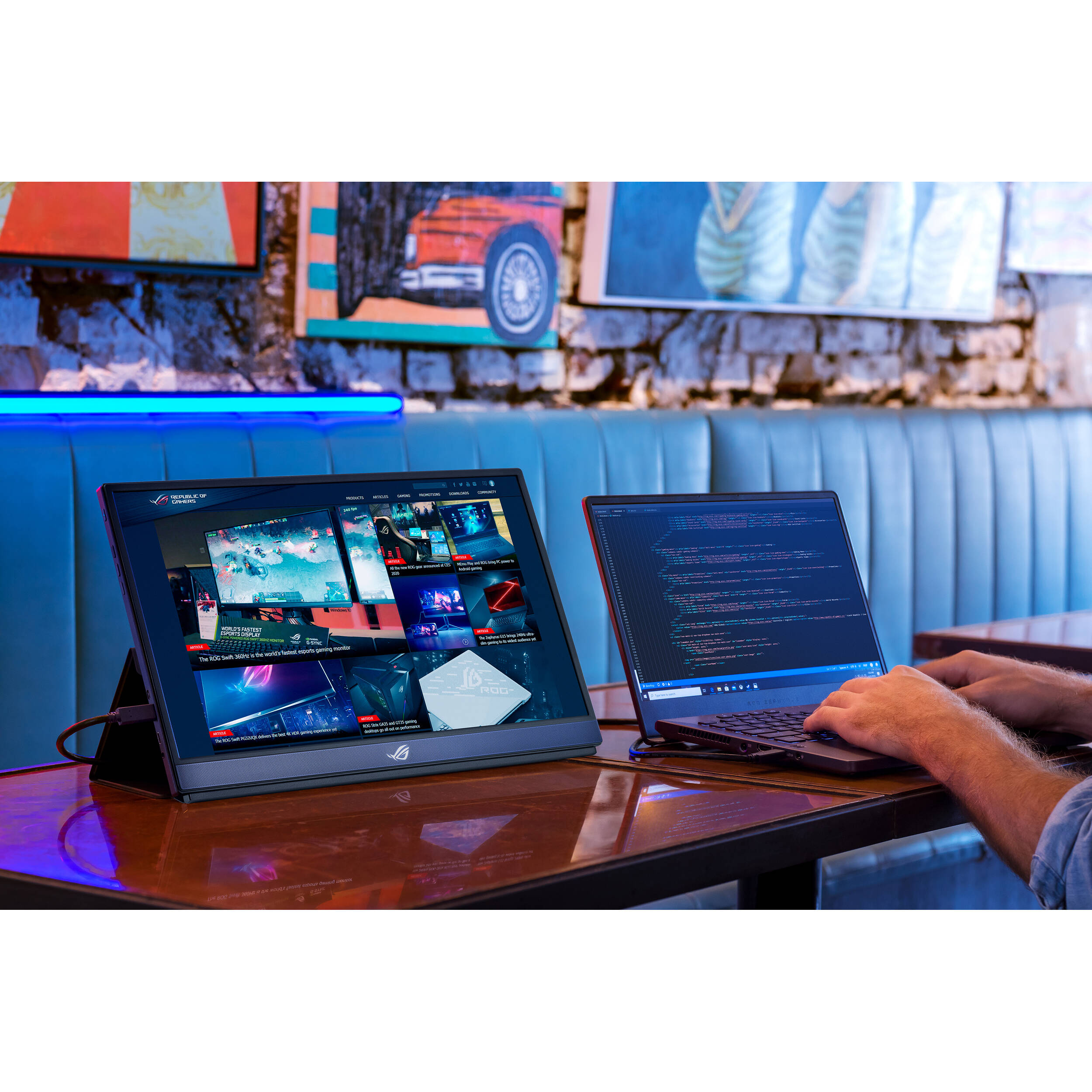ASUS ROG Strix XG17AHP 17.3-inch portable gaming monitor with tripod stand — view 17