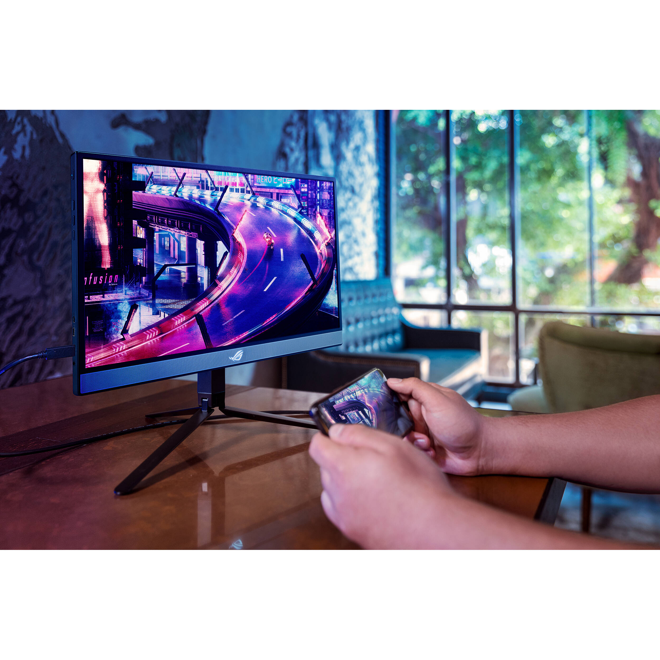 ASUS ROG Strix XG17AHP 17.3-inch portable gaming monitor with tripod stand — view 21