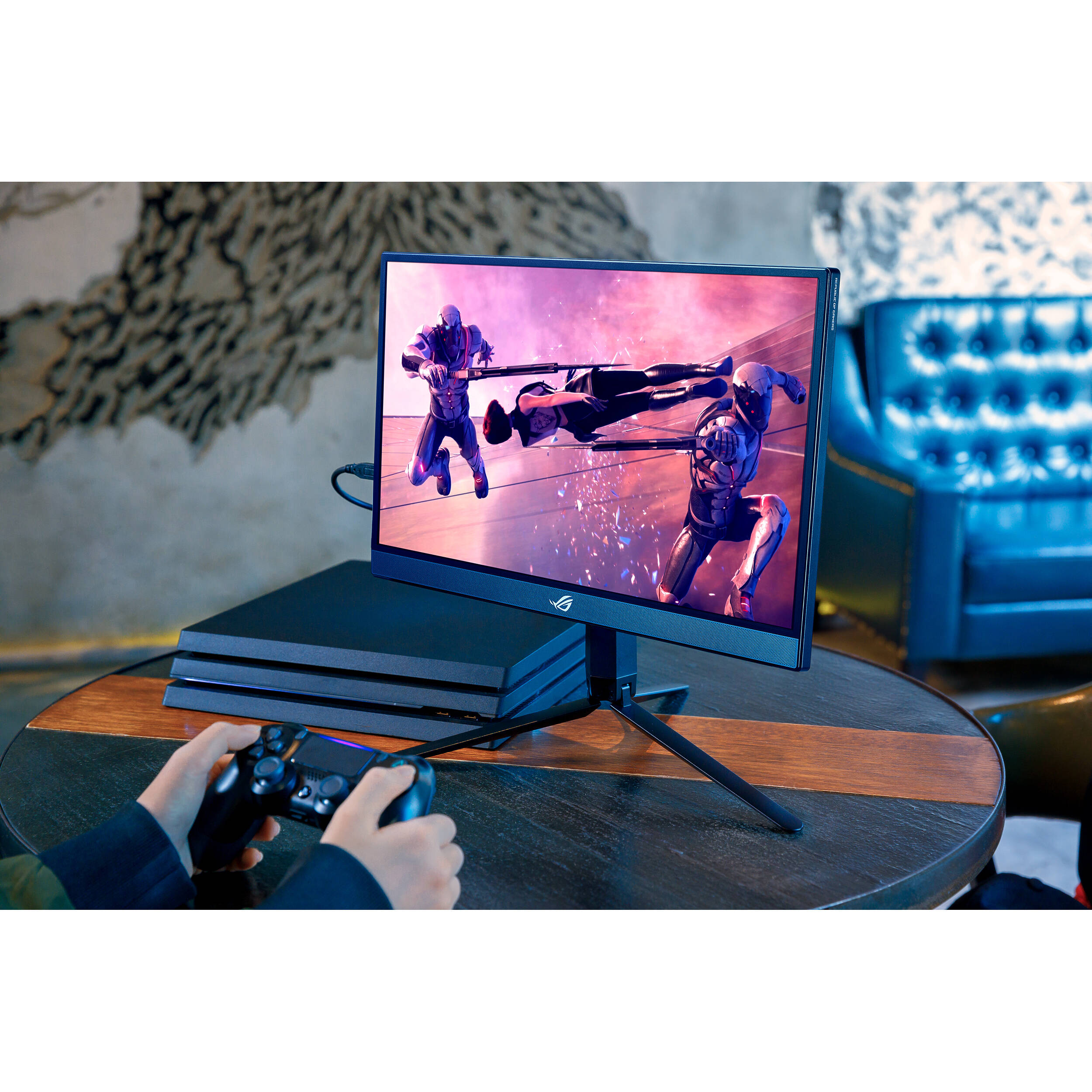 ASUS ROG Strix XG17AHP 17.3-inch portable gaming monitor with tripod stand — view 22