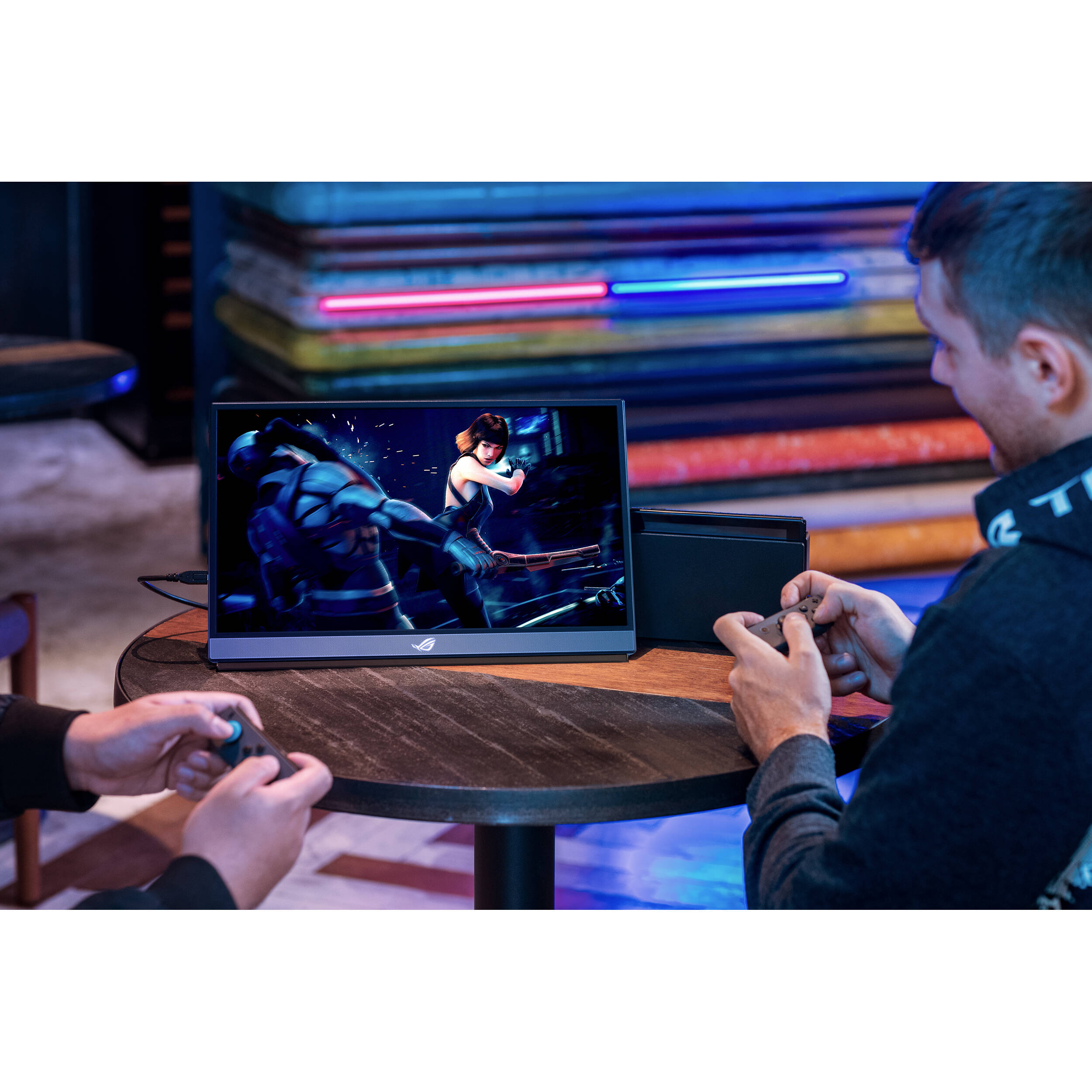 ASUS ROG Strix XG17AHP 17.3-inch portable gaming monitor with tripod stand — view 24
