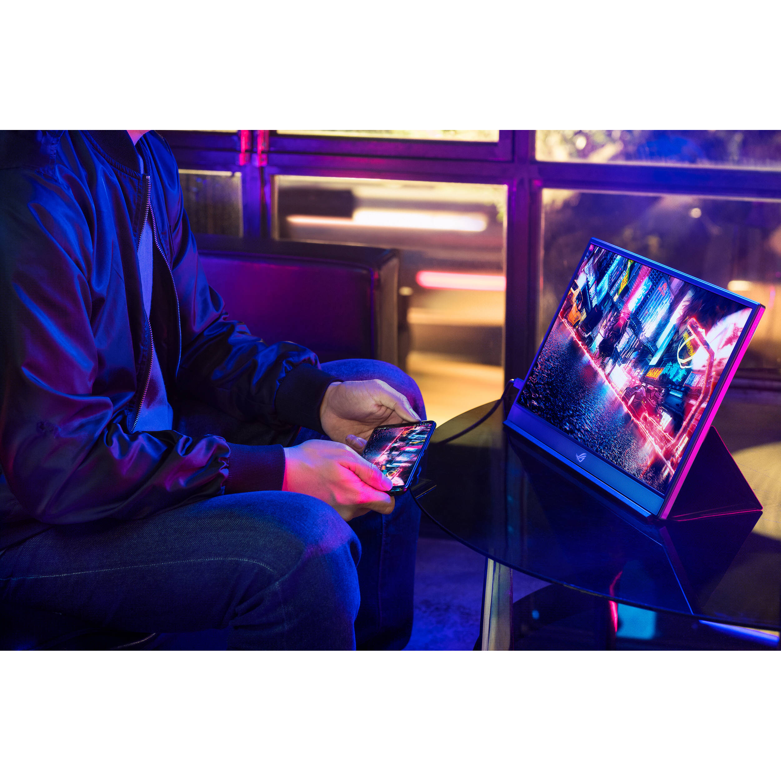 ASUS ROG Strix XG17AHP 17.3-inch portable gaming monitor with tripod stand — view 25