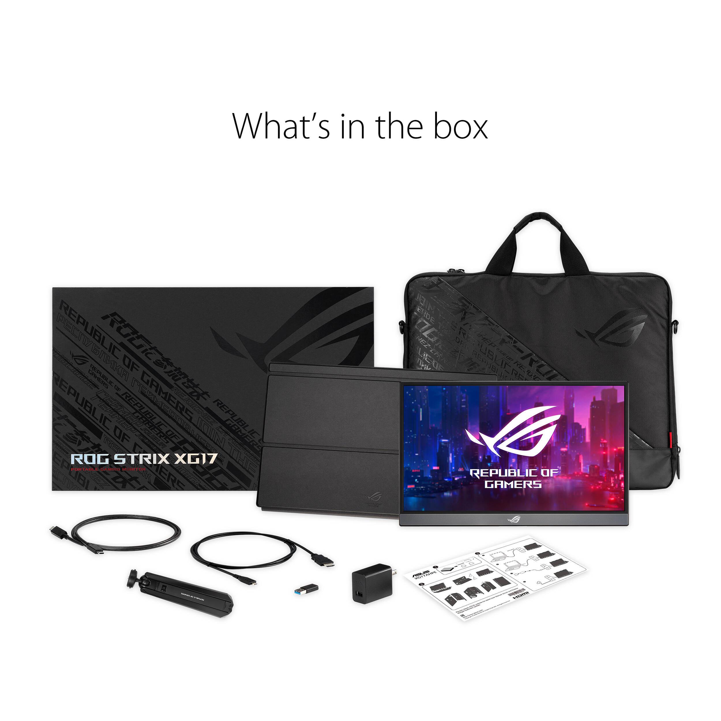 ASUS ROG Strix XG17AHP 17.3-inch portable gaming monitor with tripod stand — view 7