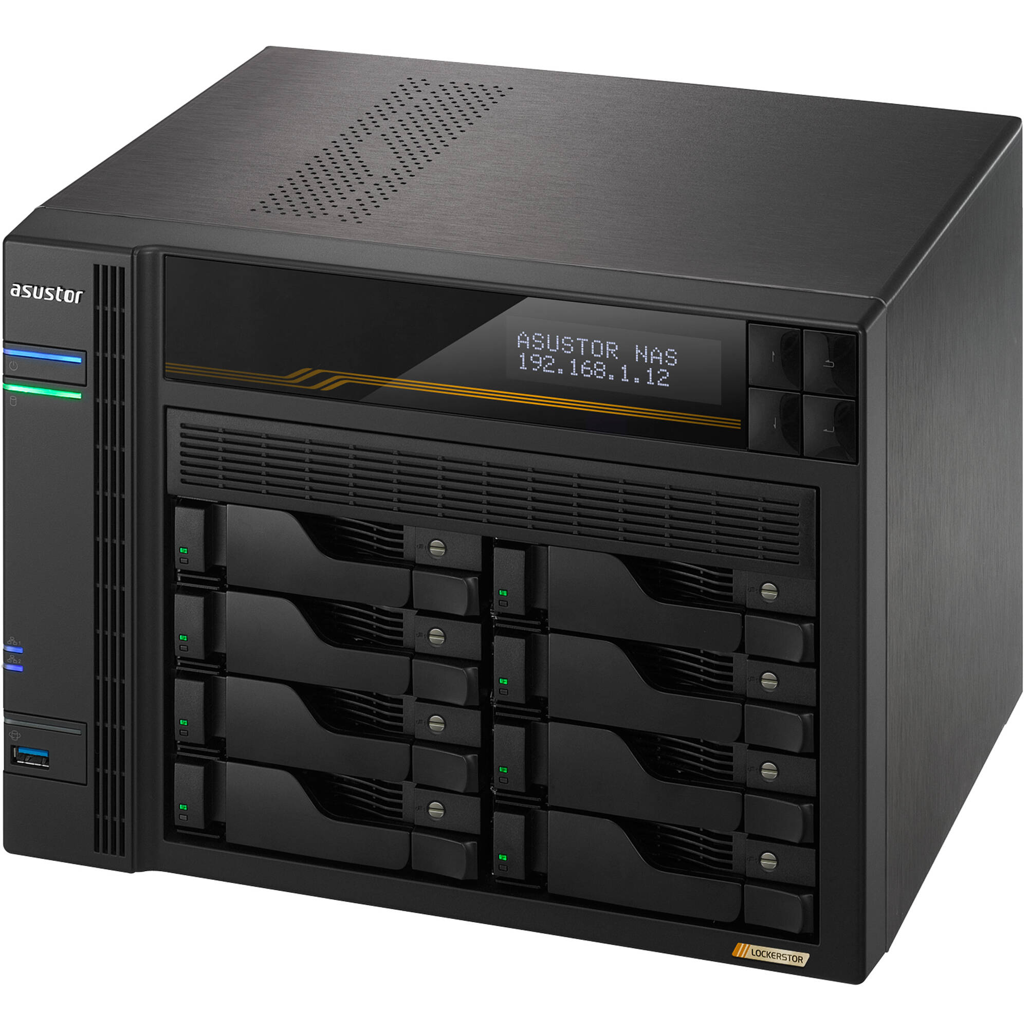 ASUSTOR Lockerstor 8 Gen3 AS6808T 8-bay NAS with quad-core 2.3 GHz CPU and dual USB 4 ports — view 4
