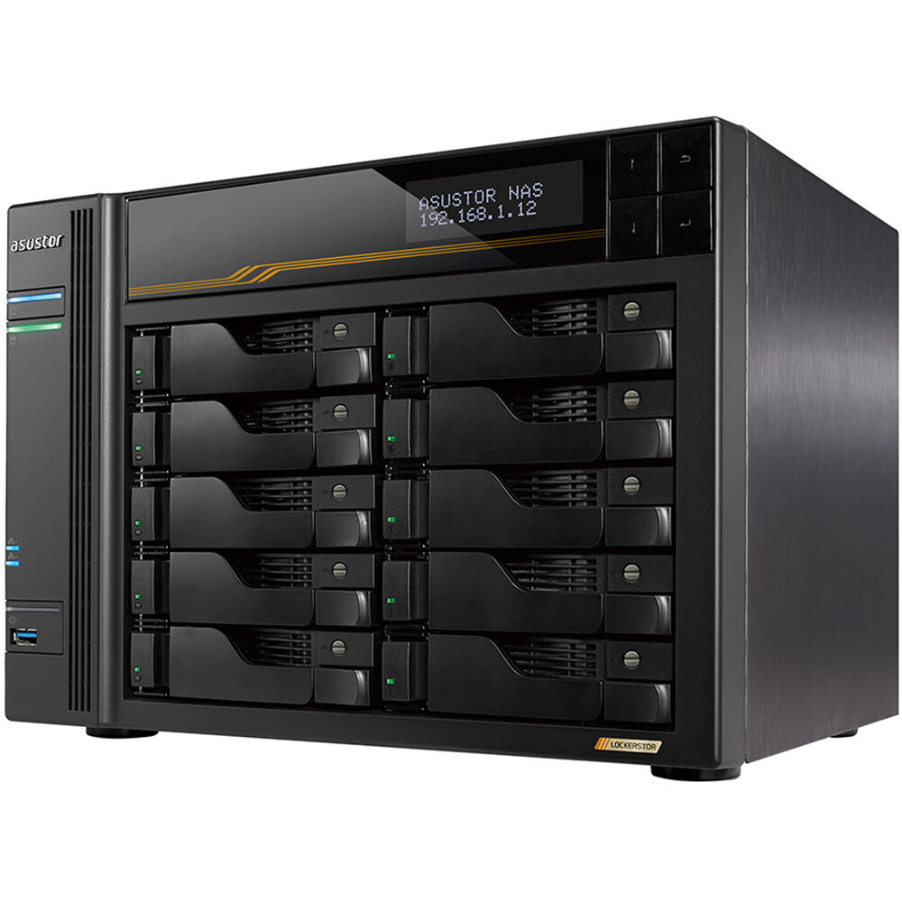 ASUSTOR Lockerstor 10 Gen3 AS6810T 10-bay NAS with quad-core 2.3 GHz CPU and dual USB 4 — view 3