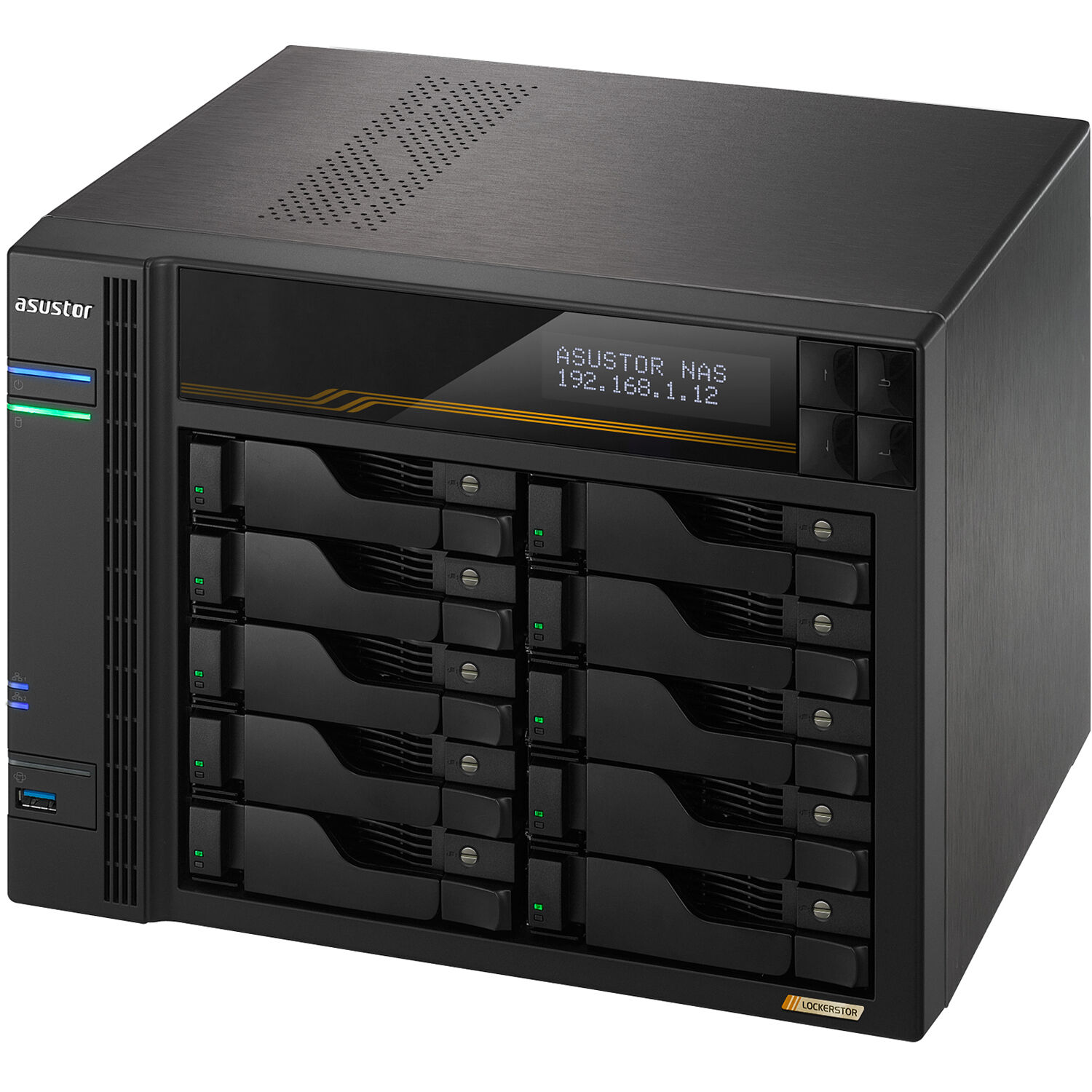 ASUSTOR Lockerstor 10 Gen3 AS6810T 10-bay NAS with quad-core 2.3 GHz CPU and dual USB 4 — view 4