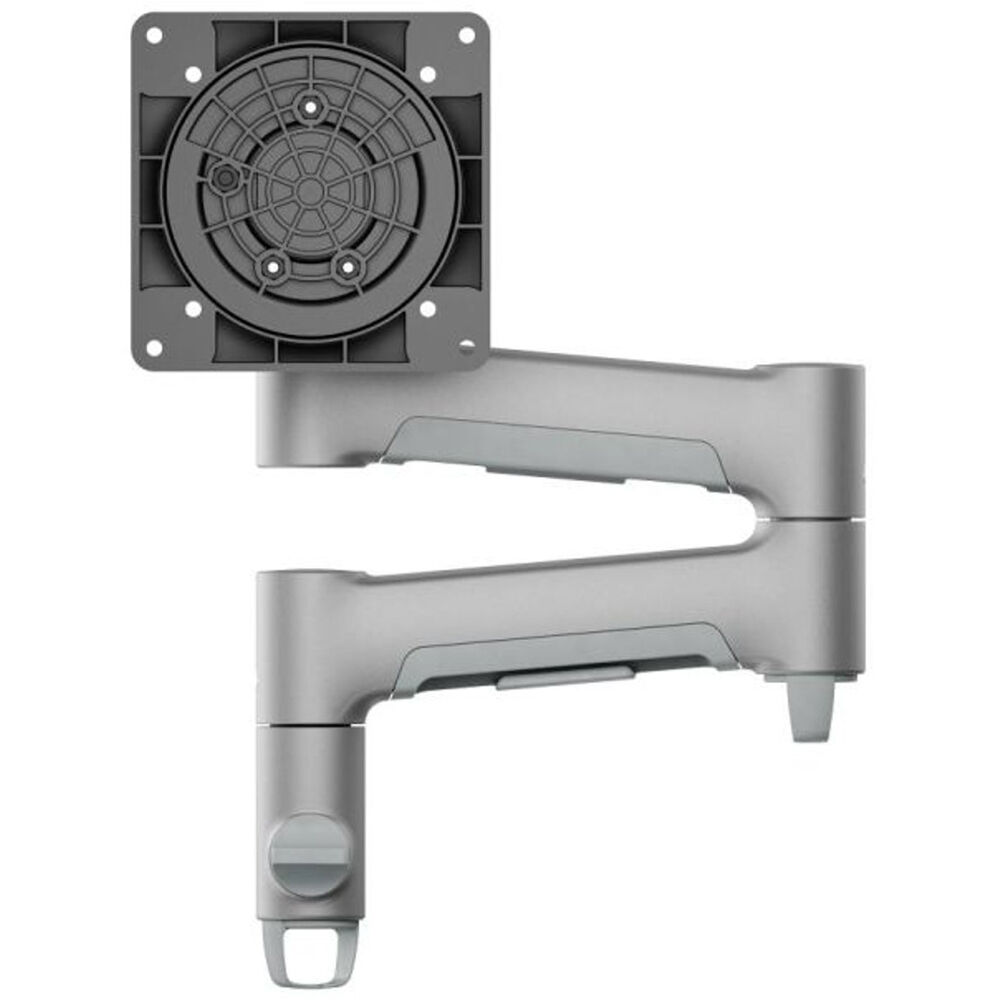 Silver dual monitor desk mount for up to 27-inch screens with articulated arms — view 4