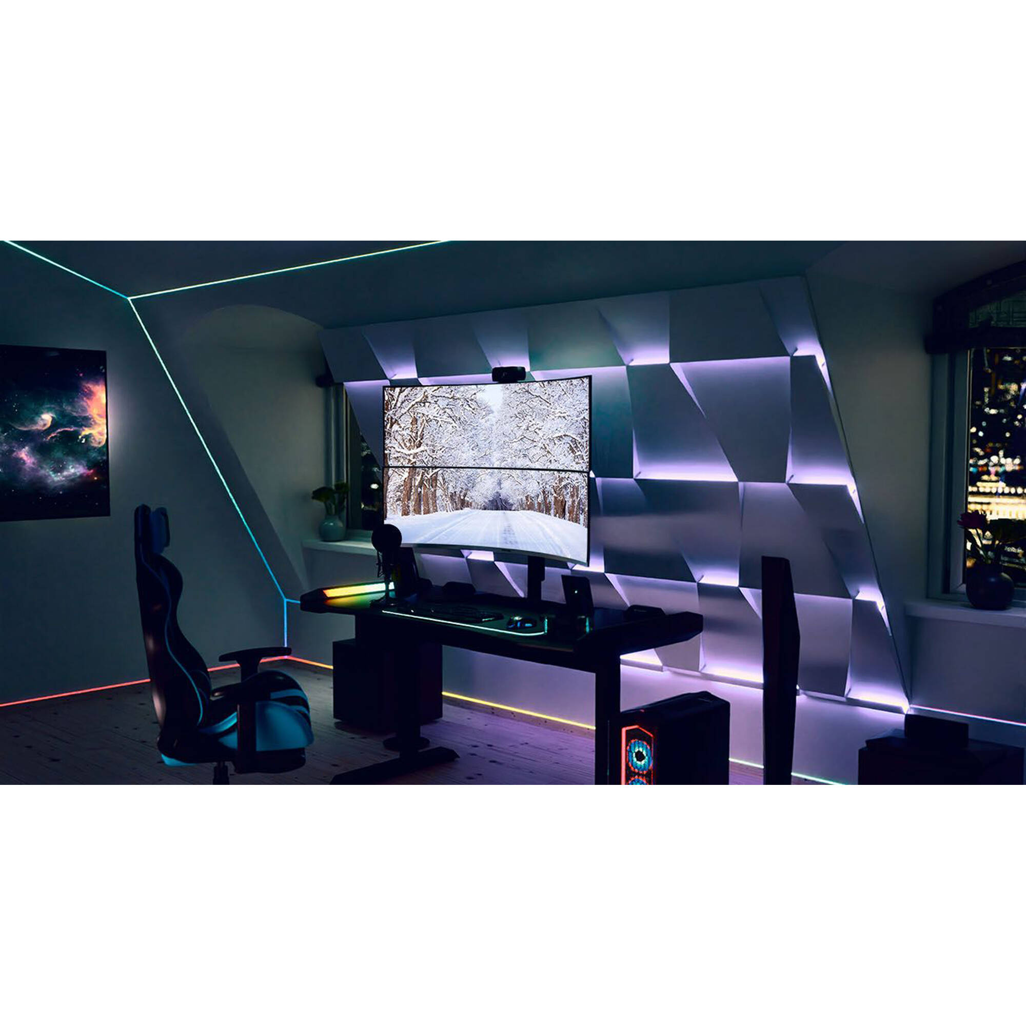 ATDEC AWMS-2-BT75-H-S heavy duty monitor arm supporting a large display — view 4