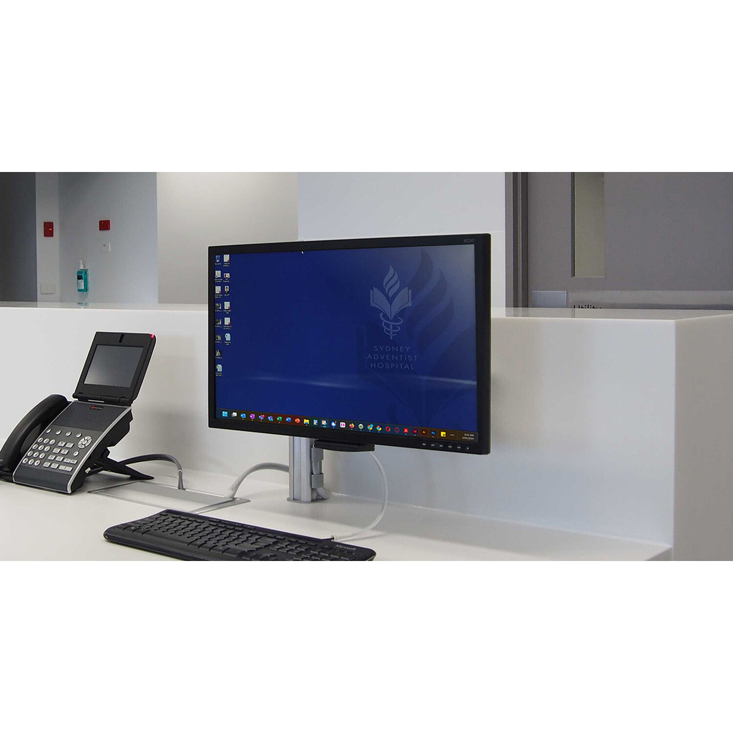 Atdec AWMS-4640-F-B single swing arm monitor mount in black for flat and curved displays — view 5