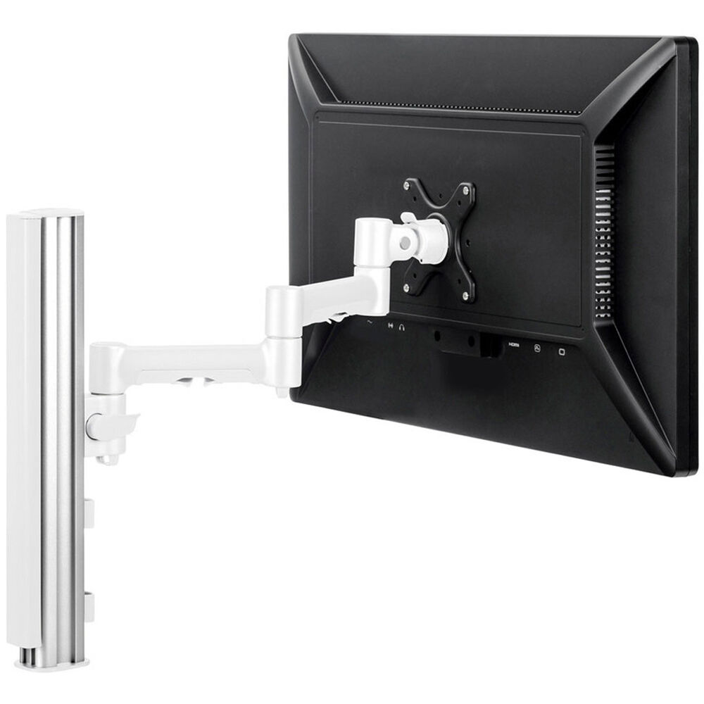 Atdec AWMS-4640-F-S single swing arm monitor mount in black for flat and curved displays — view 3