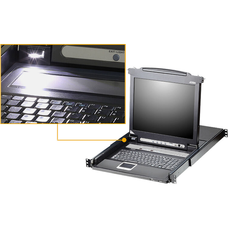 ATEN CL5708MW 8-port 17.3 inch LCD integrated USB PS2 KVM with extra console port — view 5
