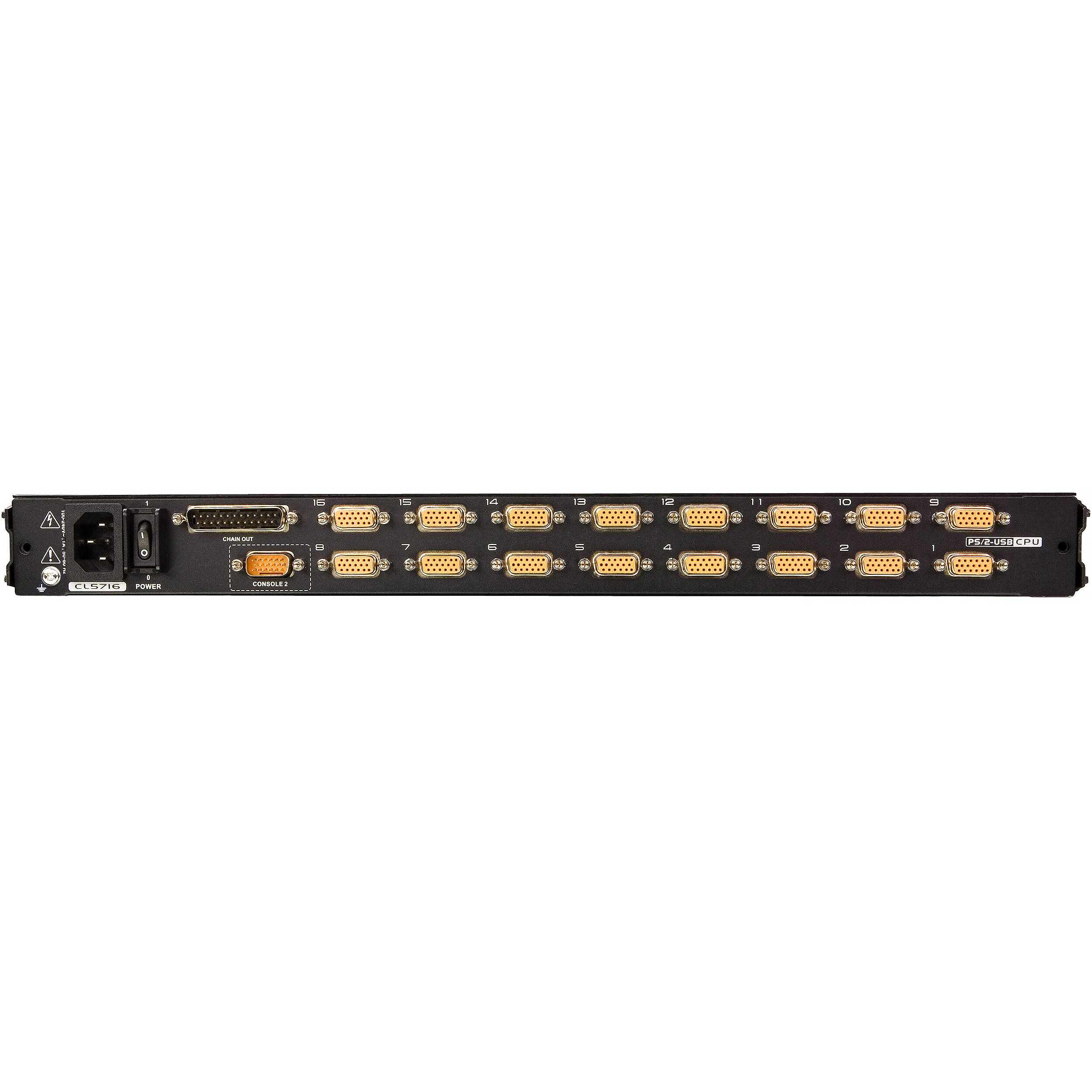 ATEN CL5716MW 16-port 17.3 inch LCD integrated USB/PS2 combo KVM switch with extra console port — view 3