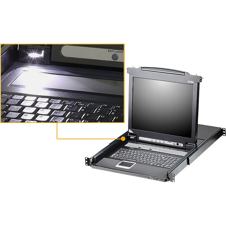 ATEN CL5716MW 16-port 17.3 inch LCD integrated USB/PS2 combo KVM switch with extra console port — view 5
