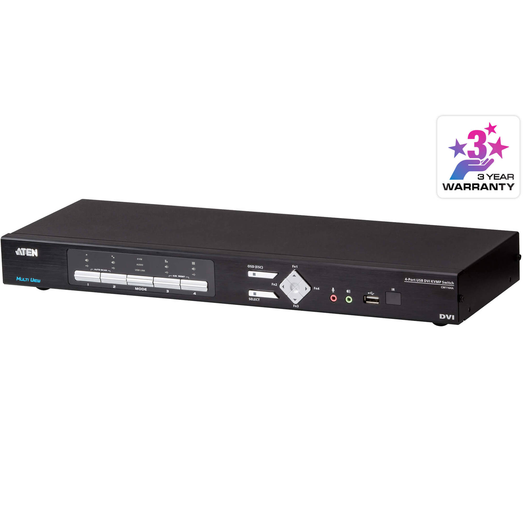 ATEN CM1164A 4-port DVI quad-in-one KVMP switch for controlling four computers from one console — view 2