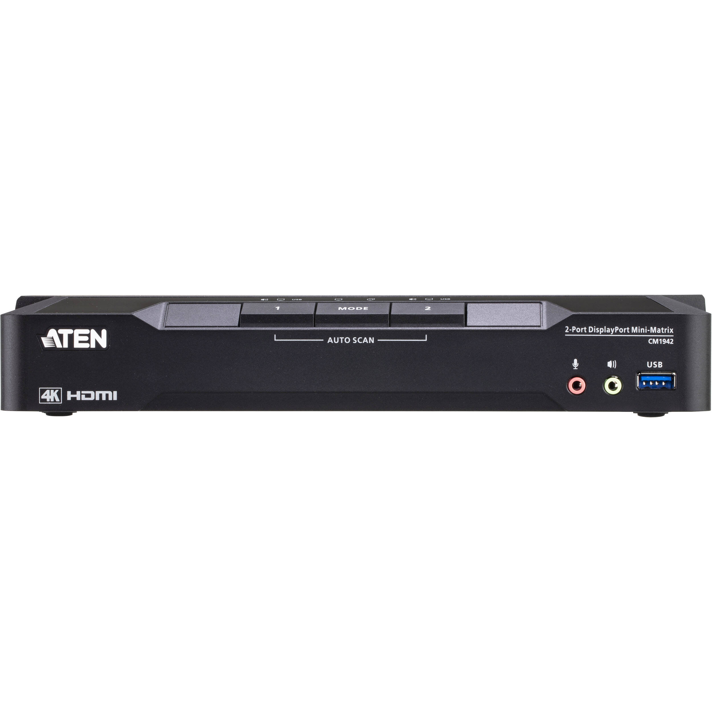 ATEN CM1942 2-port 4K DisplayPort dual-display mini-matrix KVM with boundless switching — view 2