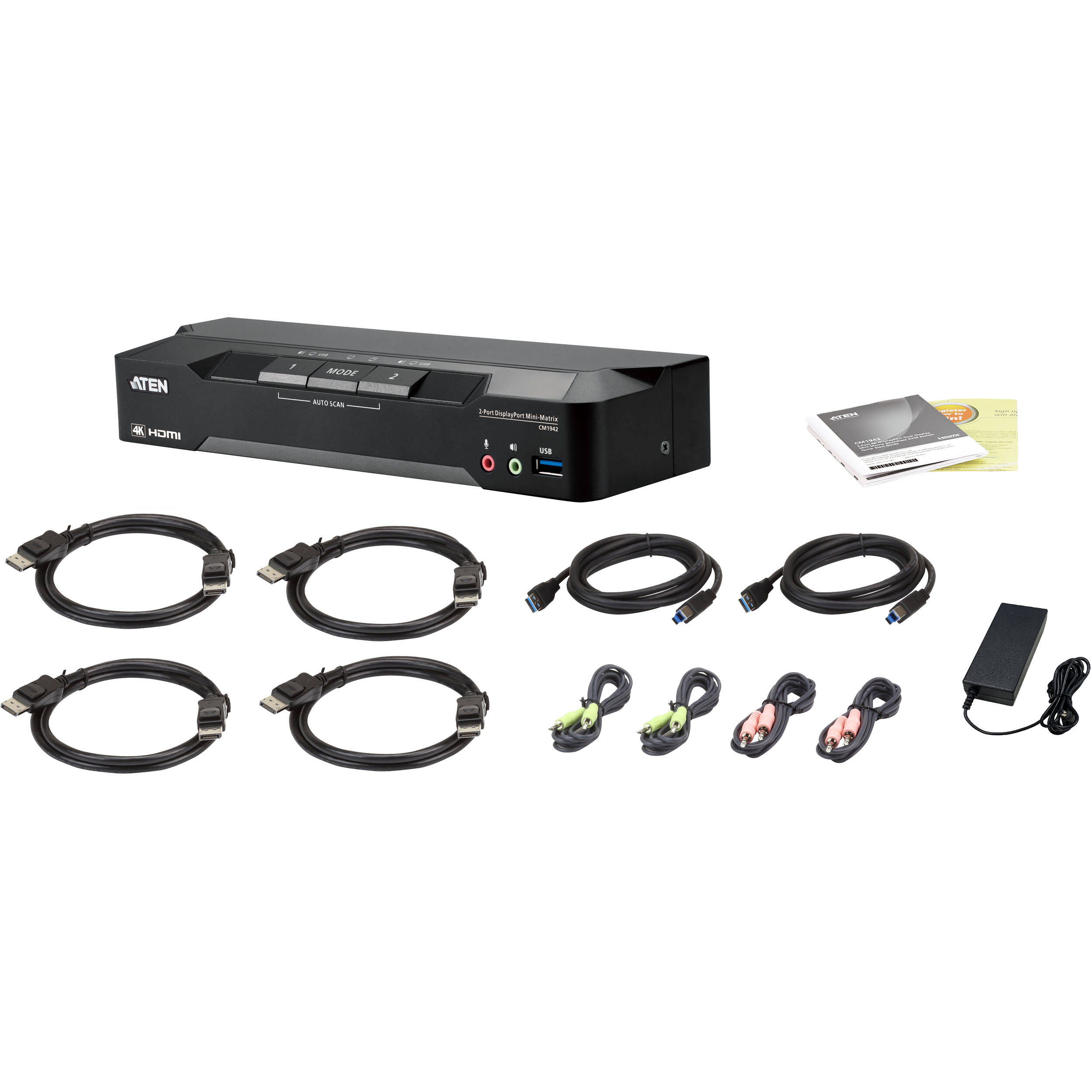 ATEN CM1942 2-port 4K DisplayPort dual-display mini-matrix KVM with boundless switching — view 4