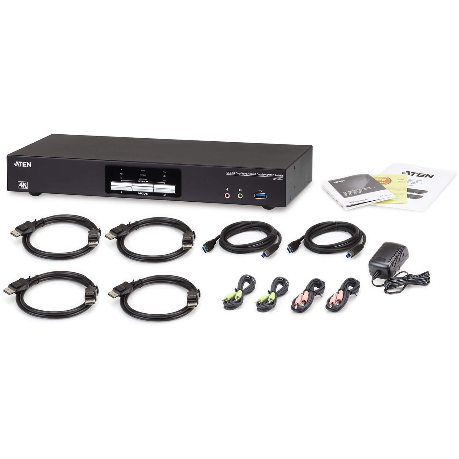 ATEN CS1942DP 2-port USB 3.0 4K dual display DisplayPort KVMP switch desktop unit — view 5