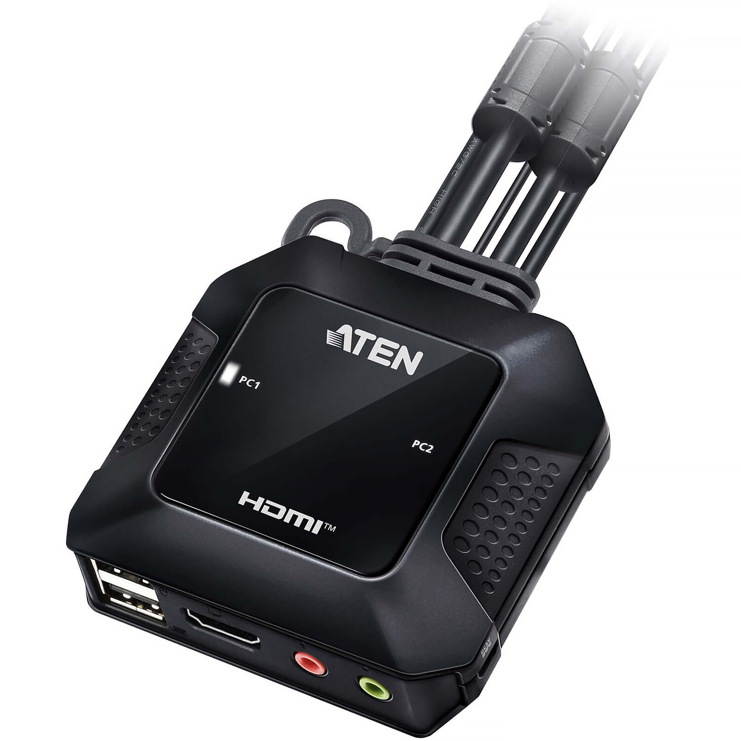 ATEN CS22H 2-port USB 4K HDMI cable KVM with remote port selector — view 3