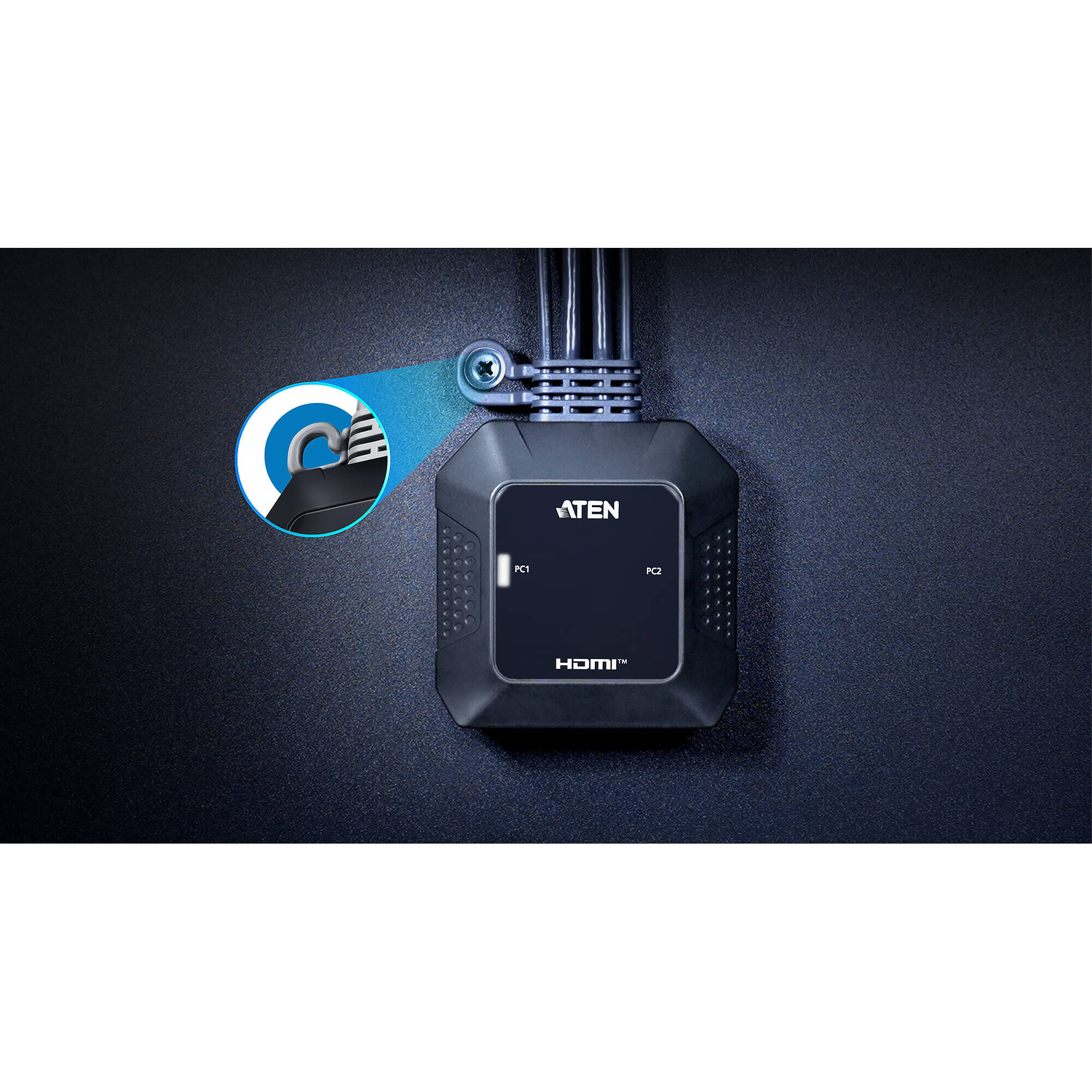 ATEN CS22H 2-port USB 4K HDMI cable KVM with remote port selector — view 6